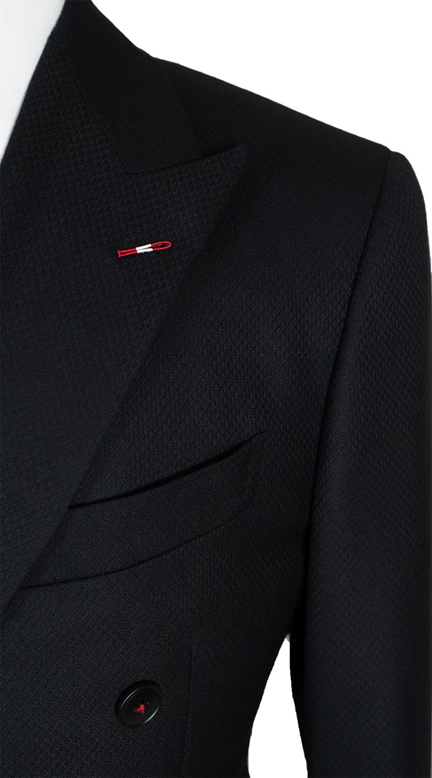 Black Double-Breasted Wool Suit