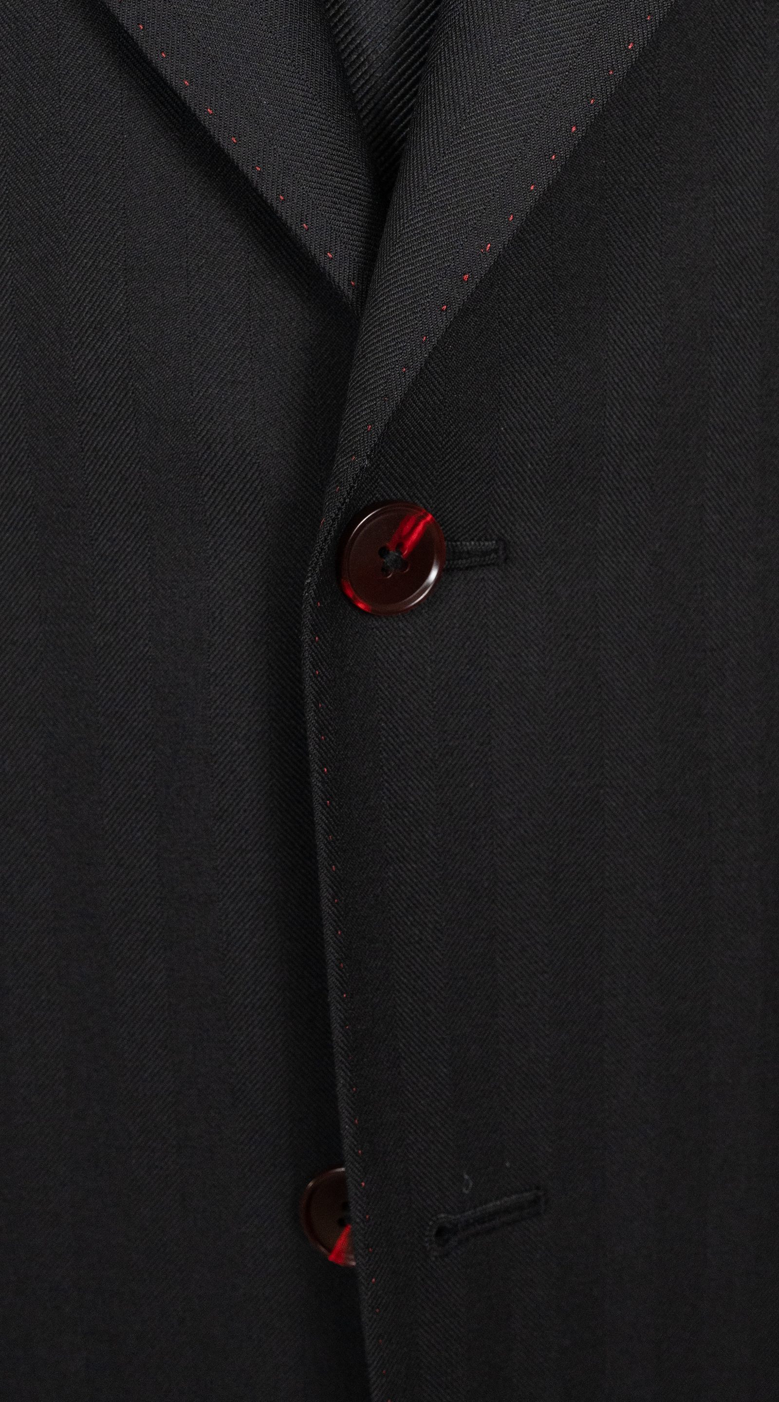 Black Herringbone Wool Suit