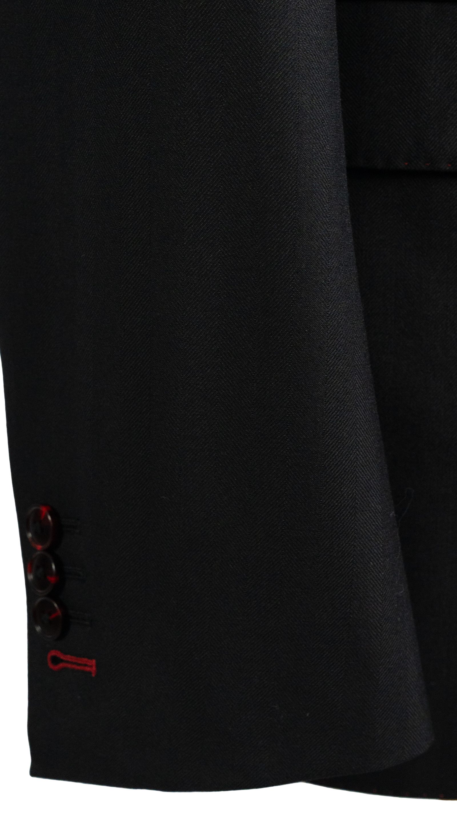 Black Herringbone Wool Suit