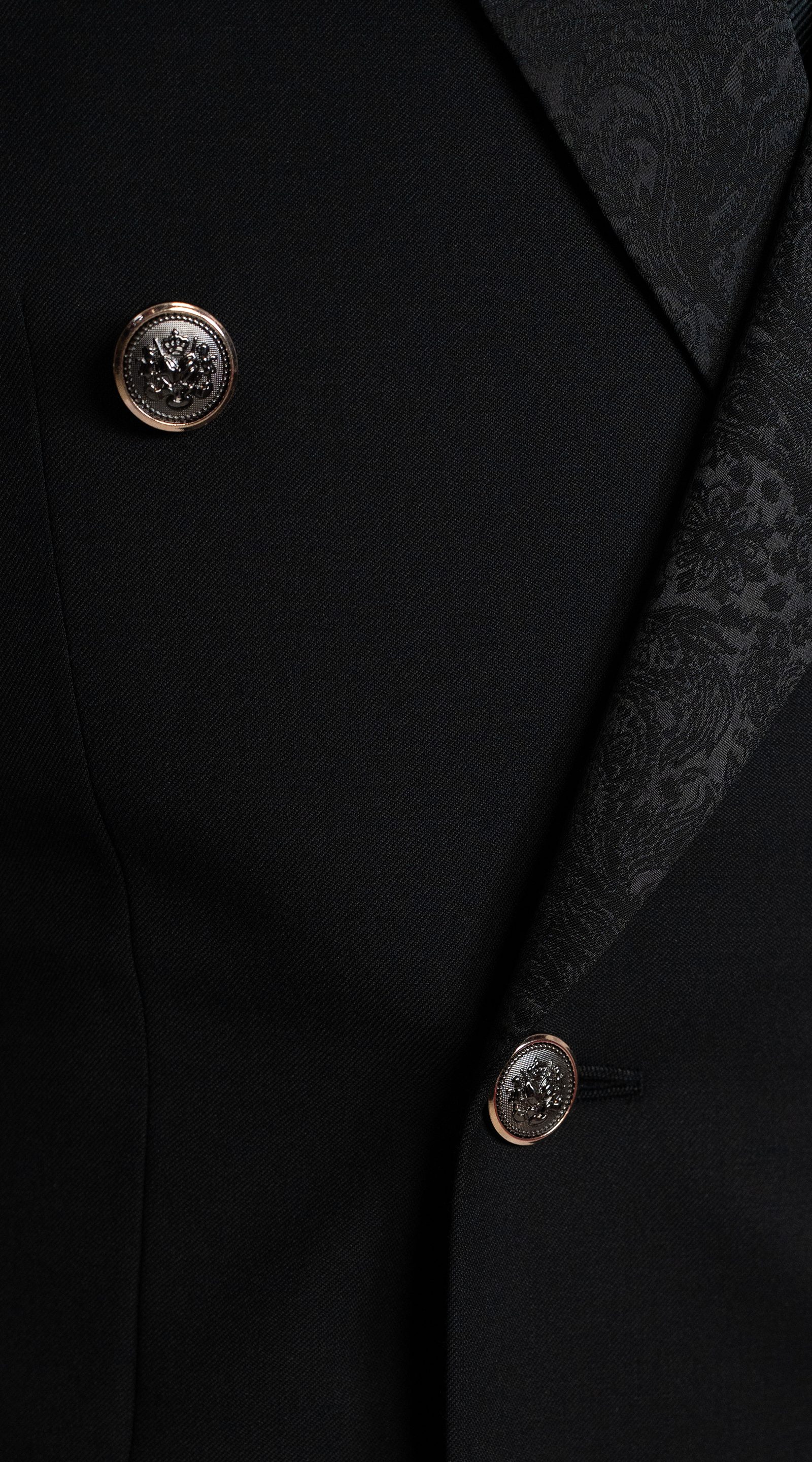 Complet Croisé Paisley Noir