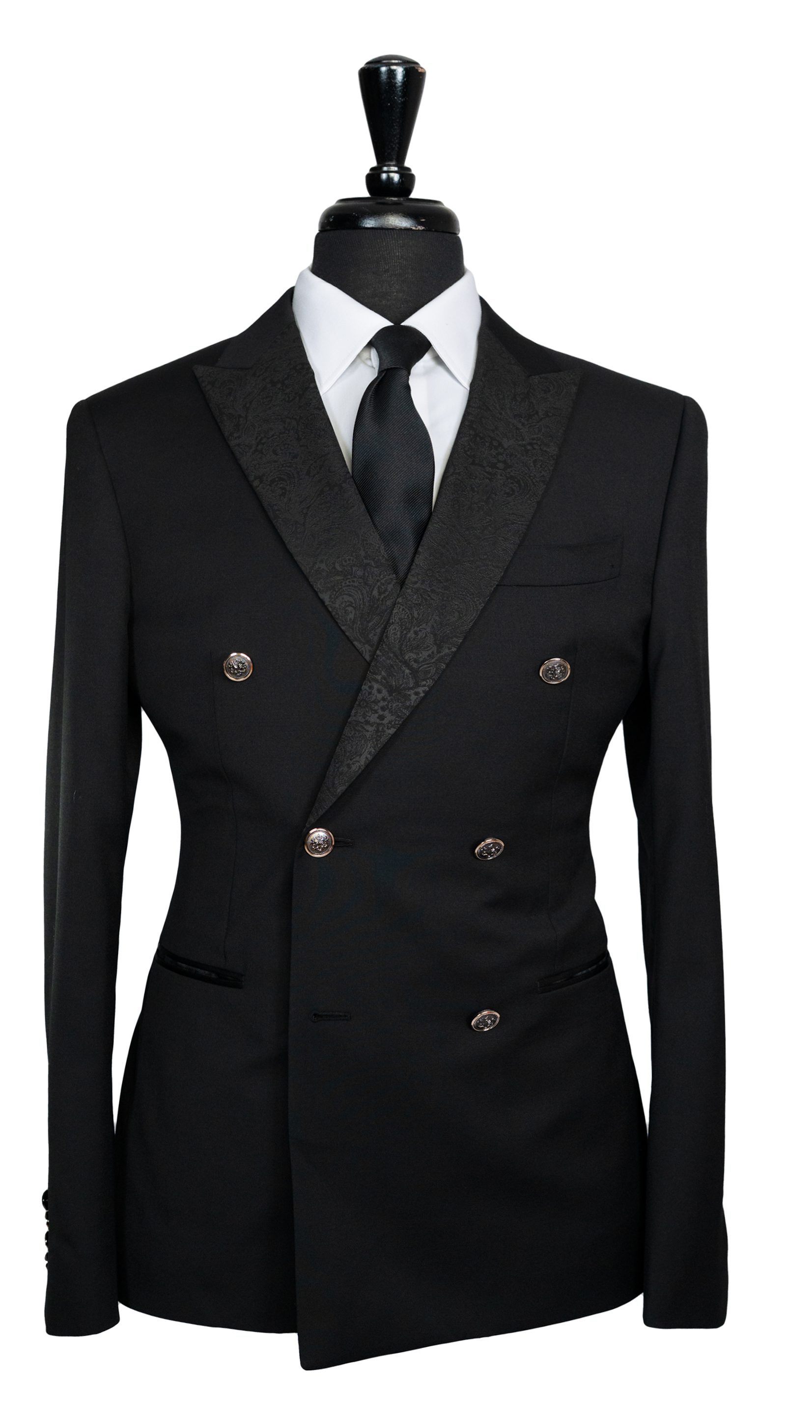 Complet Croisé Paisley Noir