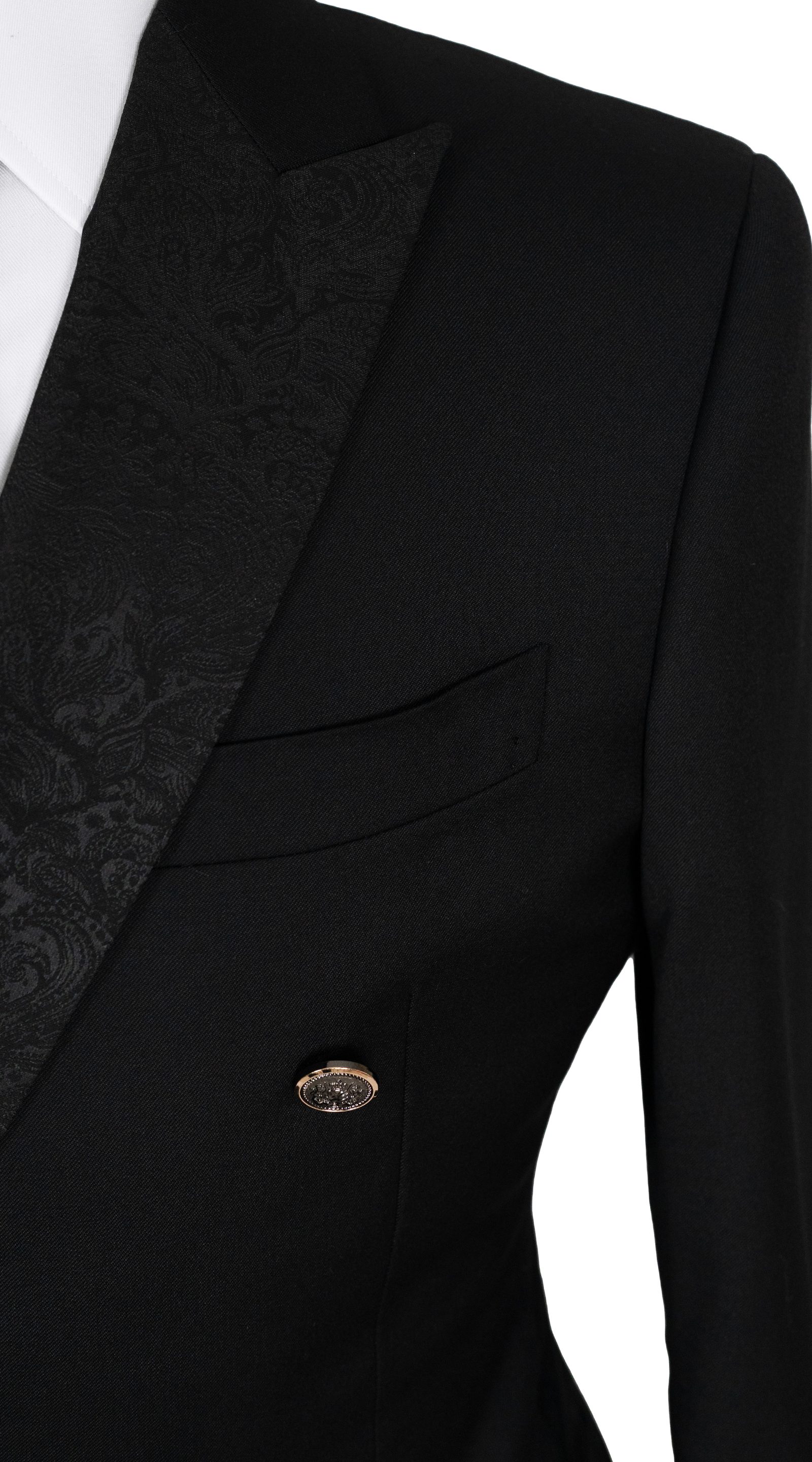 Complet Croisé Paisley Noir