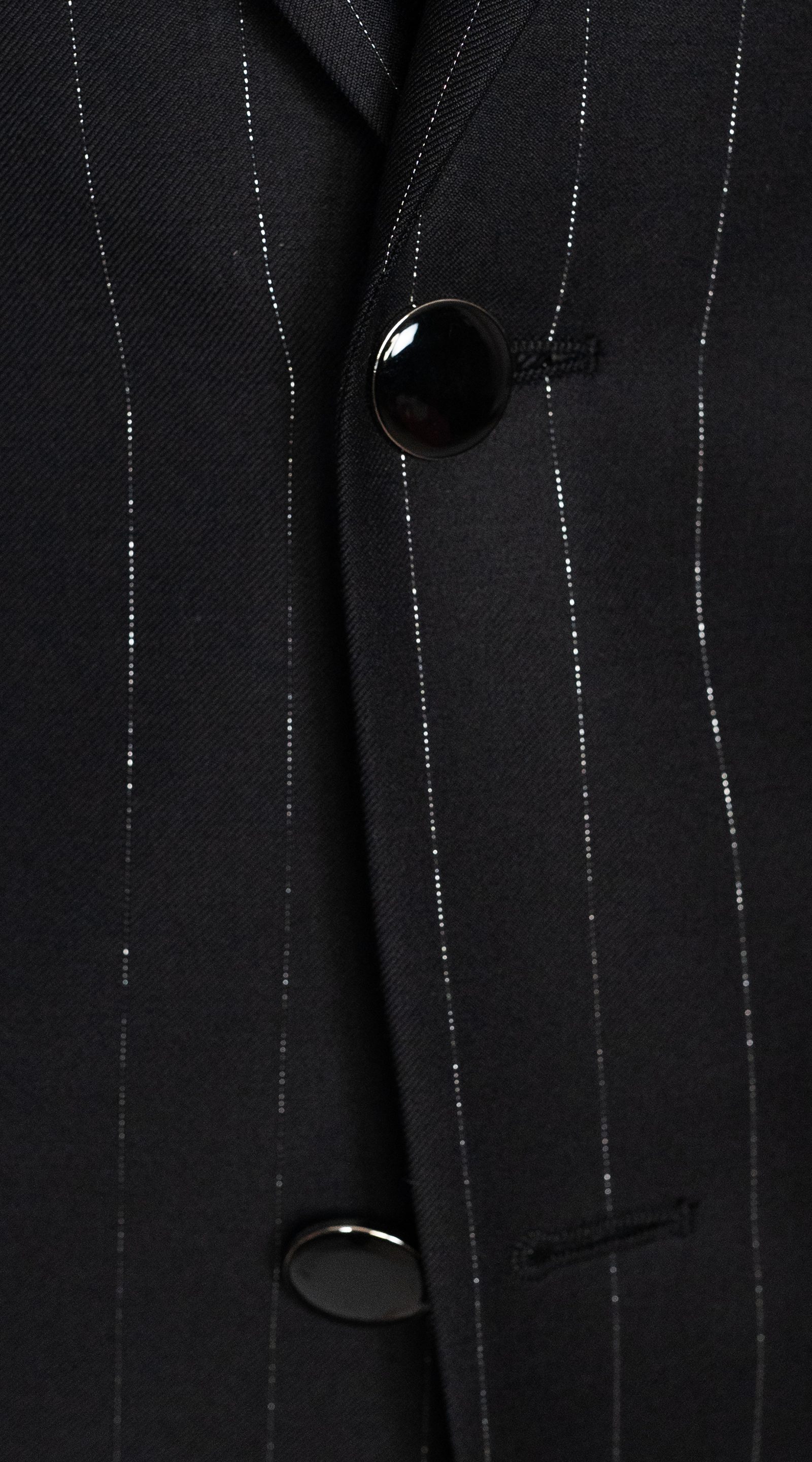 Black Pinstripe Wool Suit