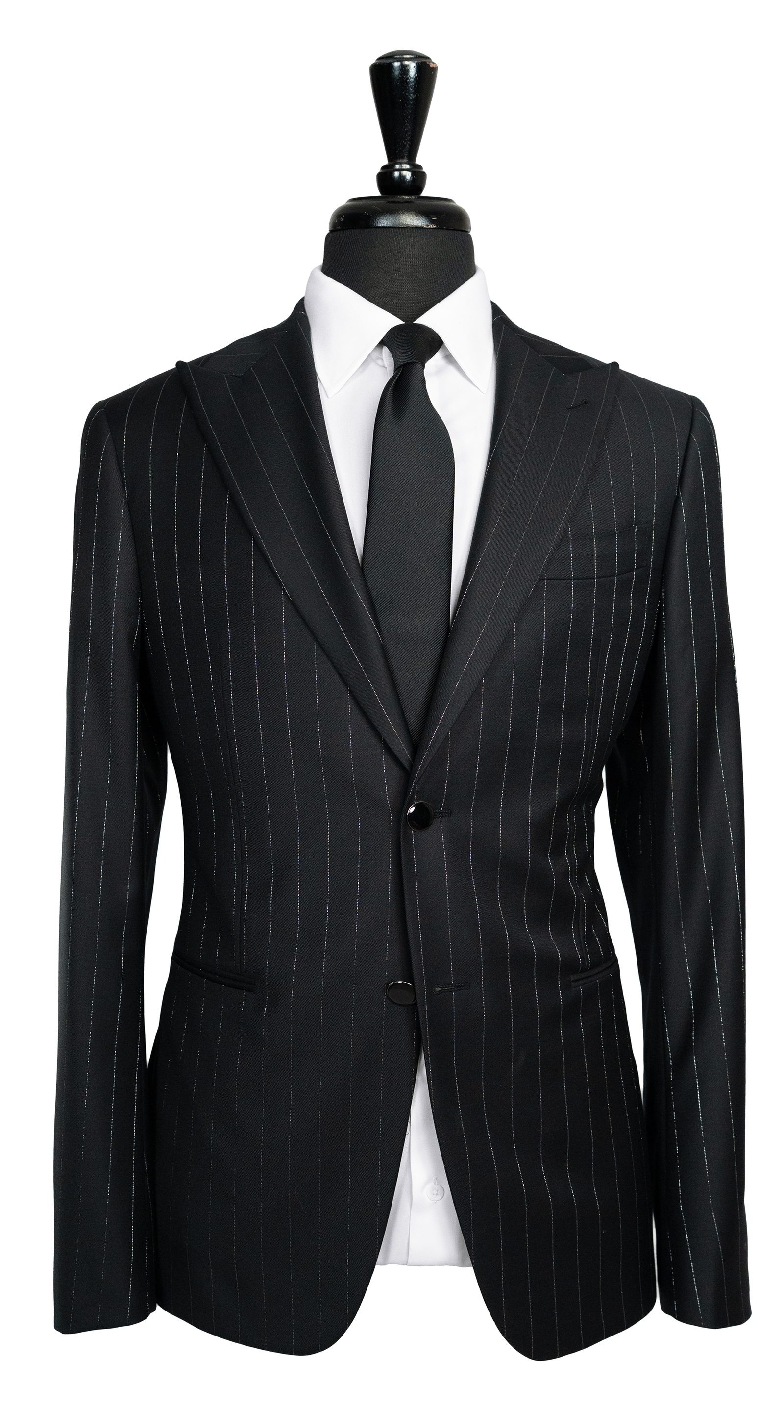 Black Pinstripe Wool Suit