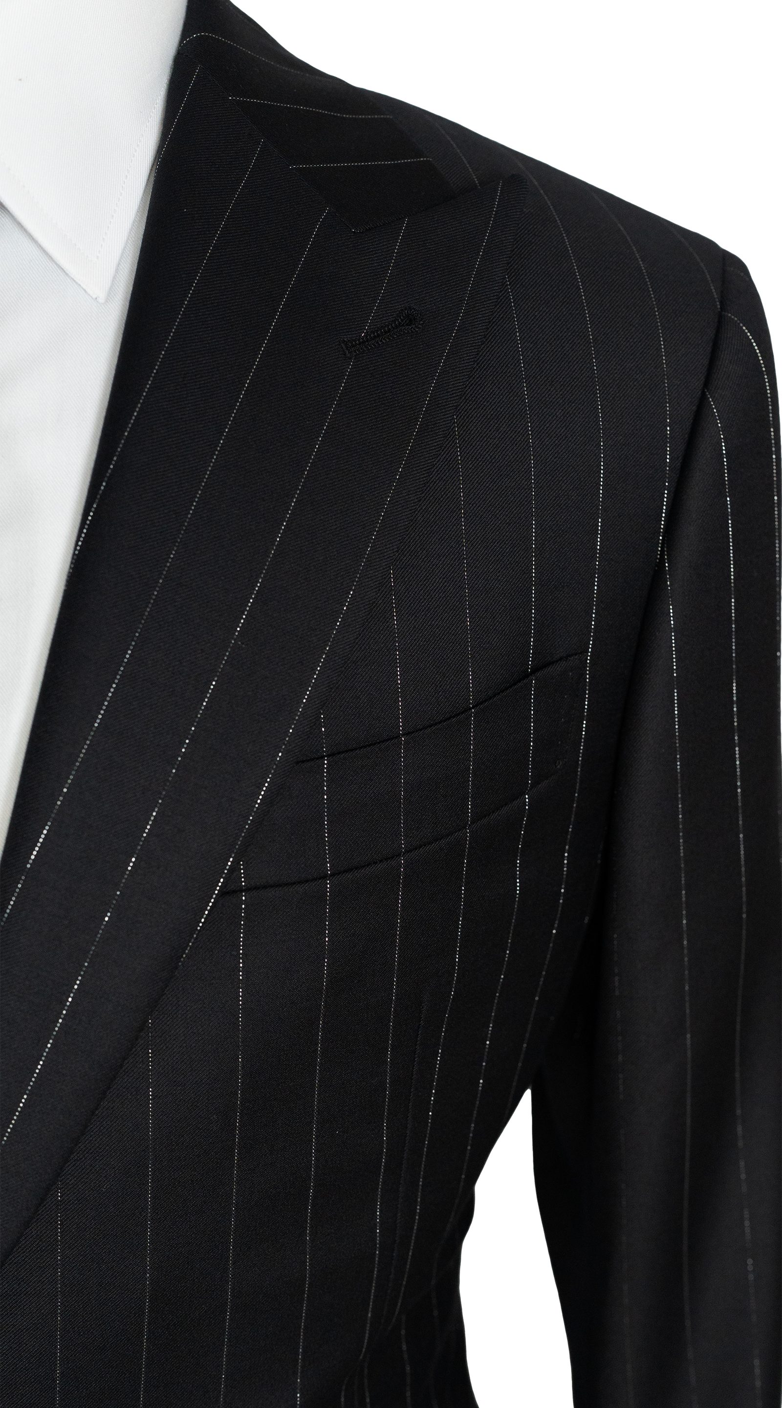 Black Pinstripe Wool Suit