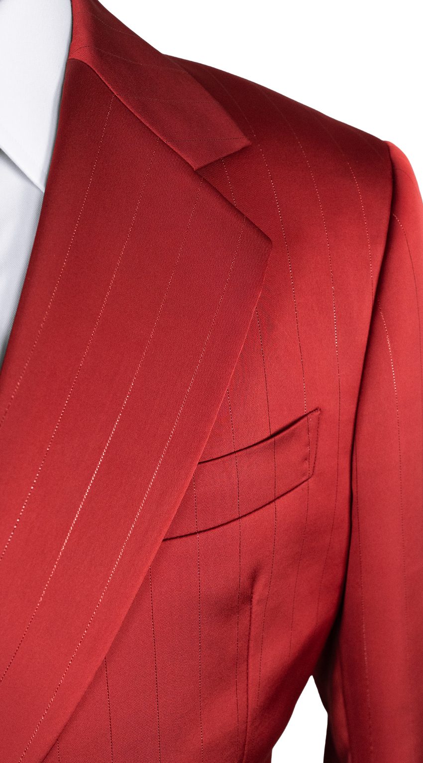 Crimson Pinstripe Single-Button Wrap Suit