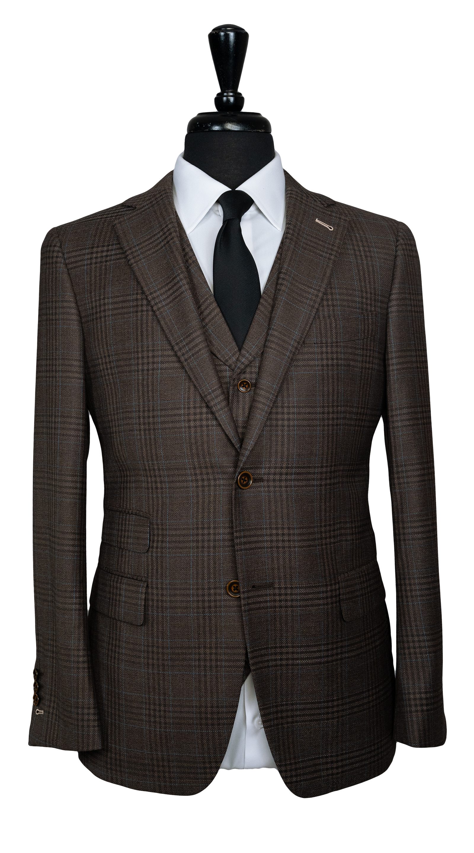 Complet Trois Pièces Glen Plaid Brun