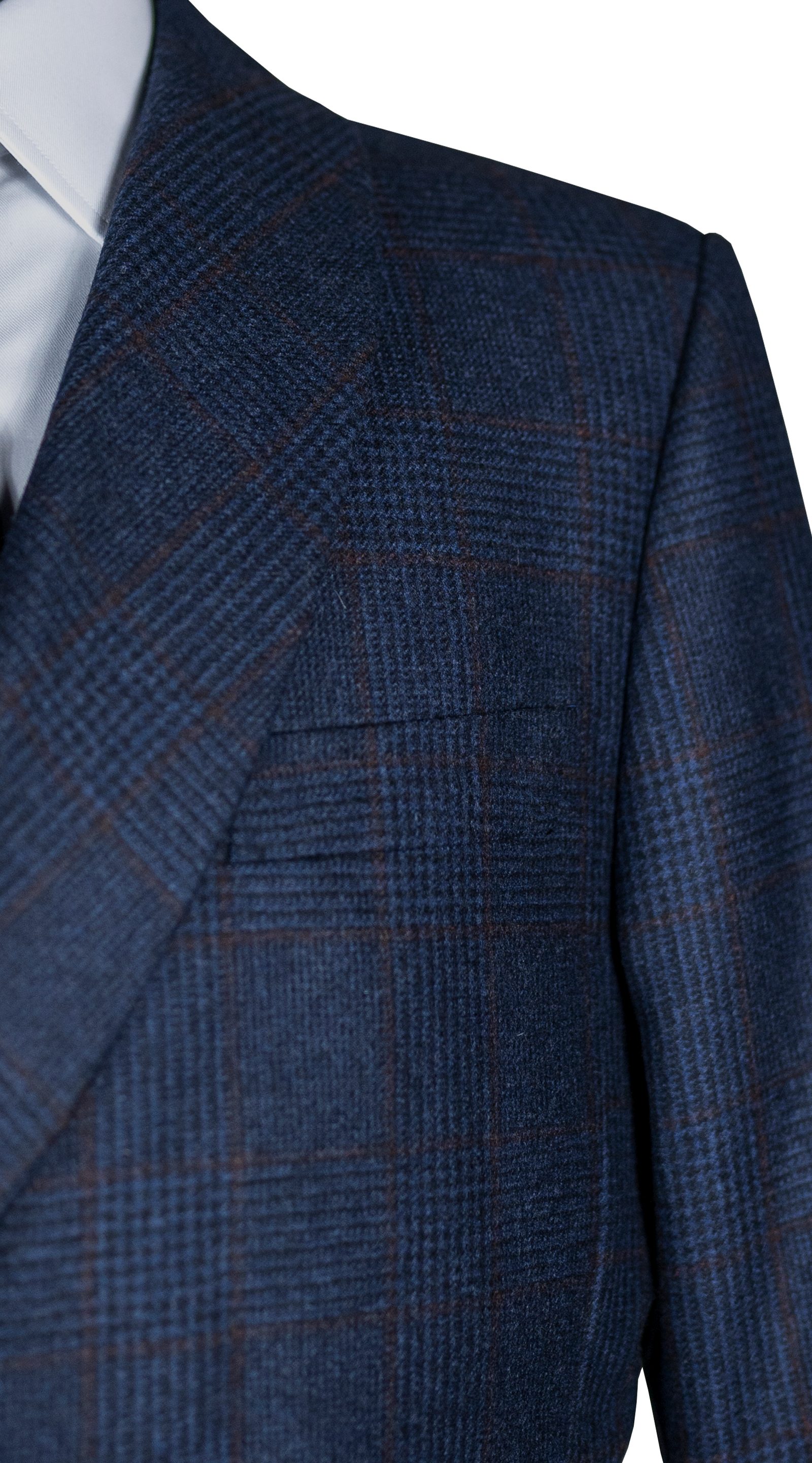 Manteau Croisé Carreaux Marine
