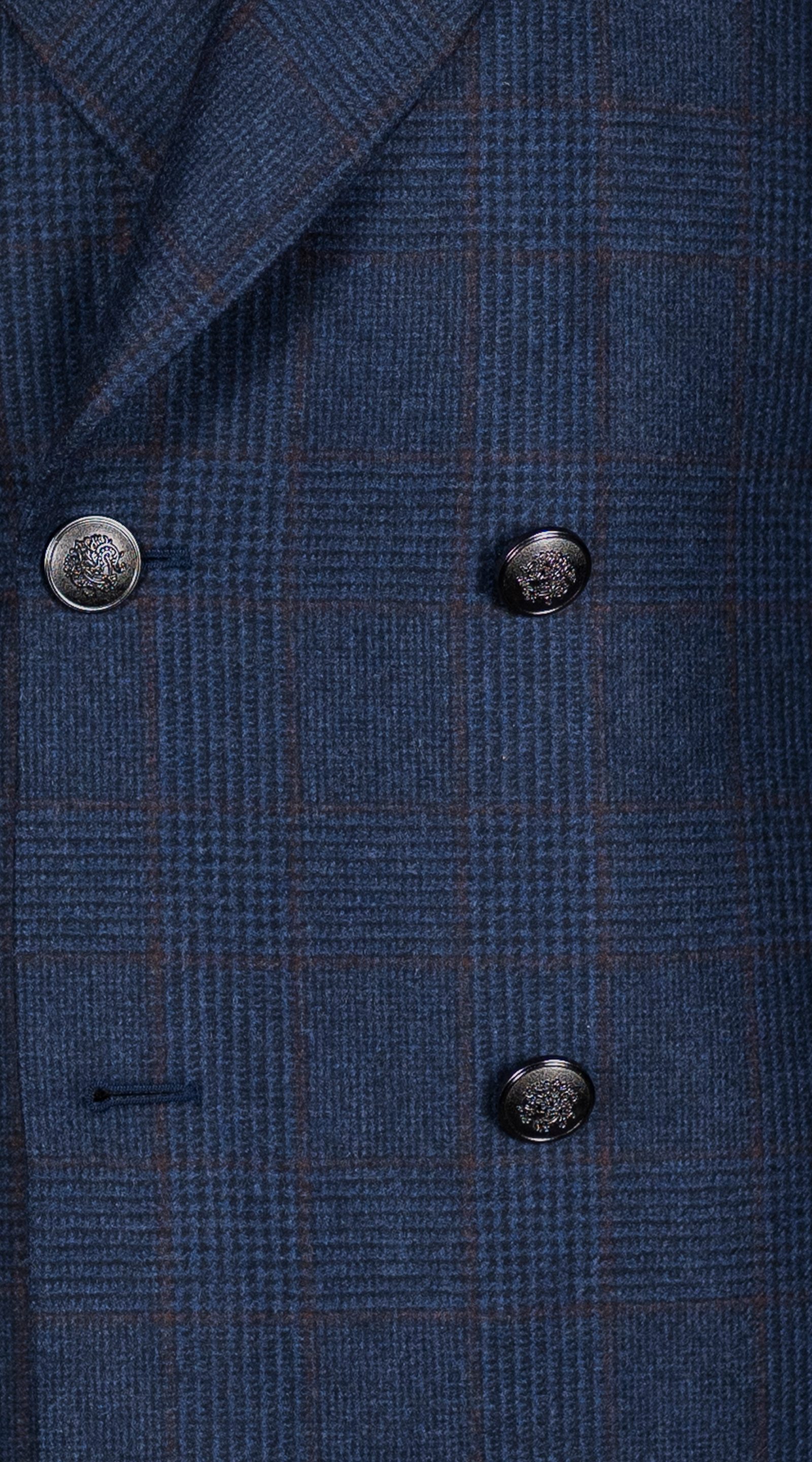 Manteau Croisé Carreaux Marine