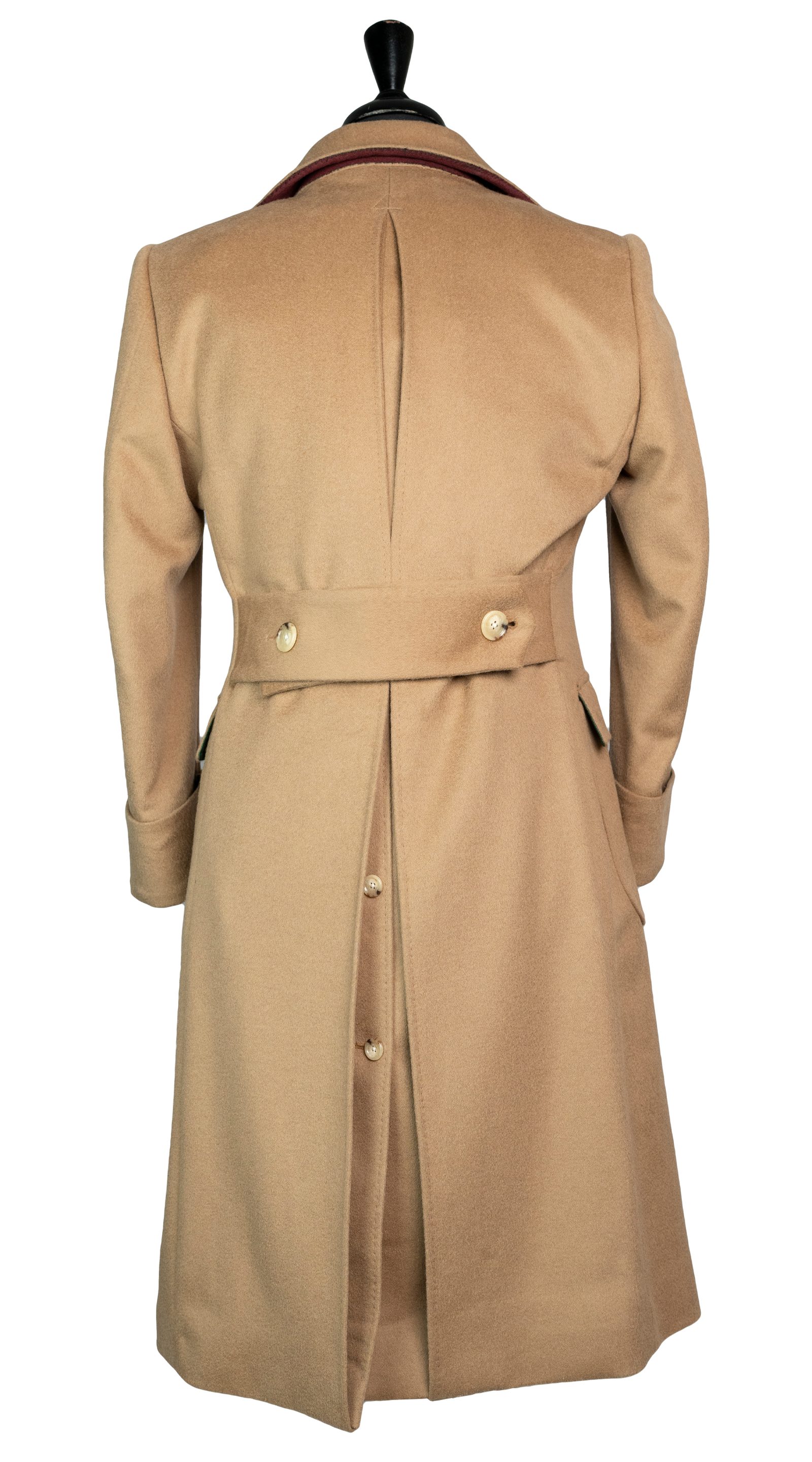 Camel Double-Breasted Wool Overcoat