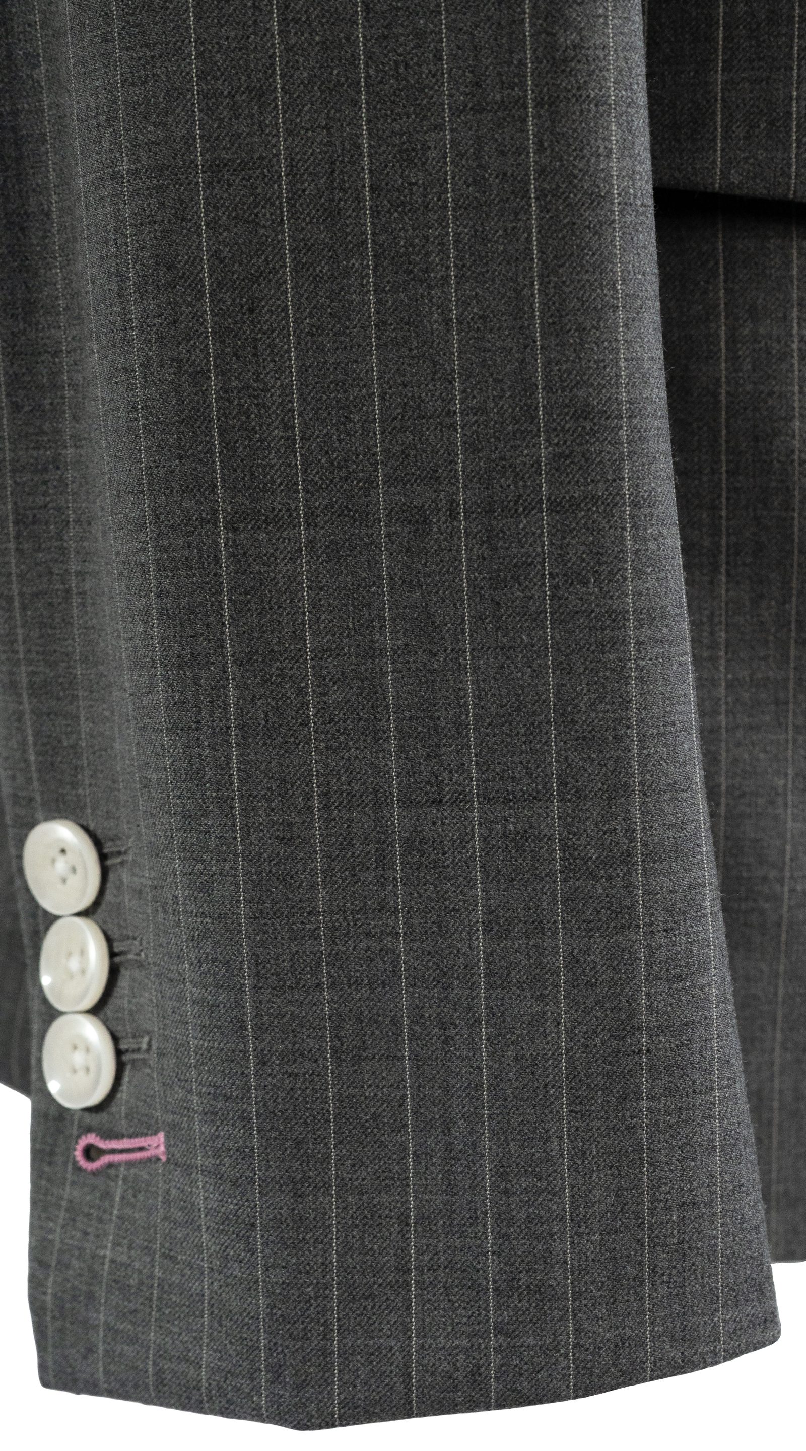 Charcoal Pinstripe Wool Three-Piece Suit