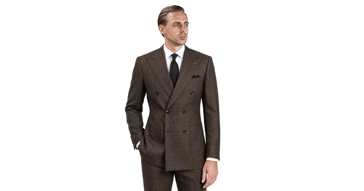 Complet Trois Pièces Glen Plaid Brun
