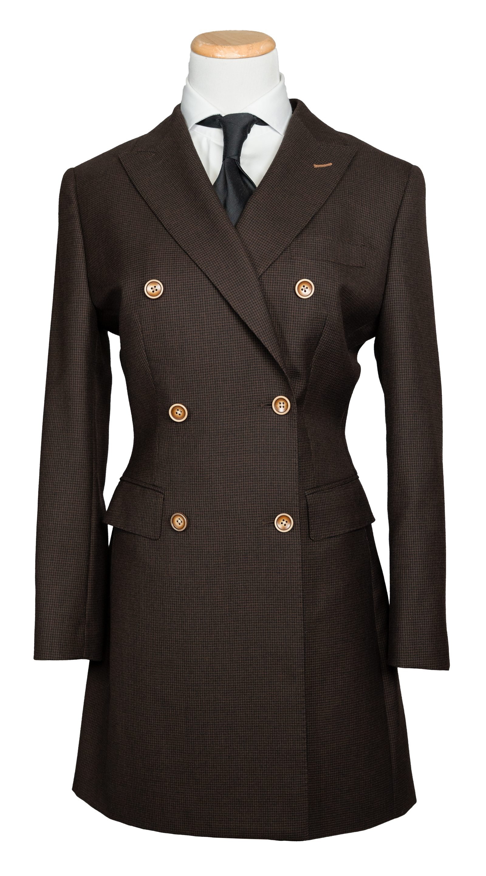 Robe Blazer Croisée Motif Pied-de-Poule Espresso