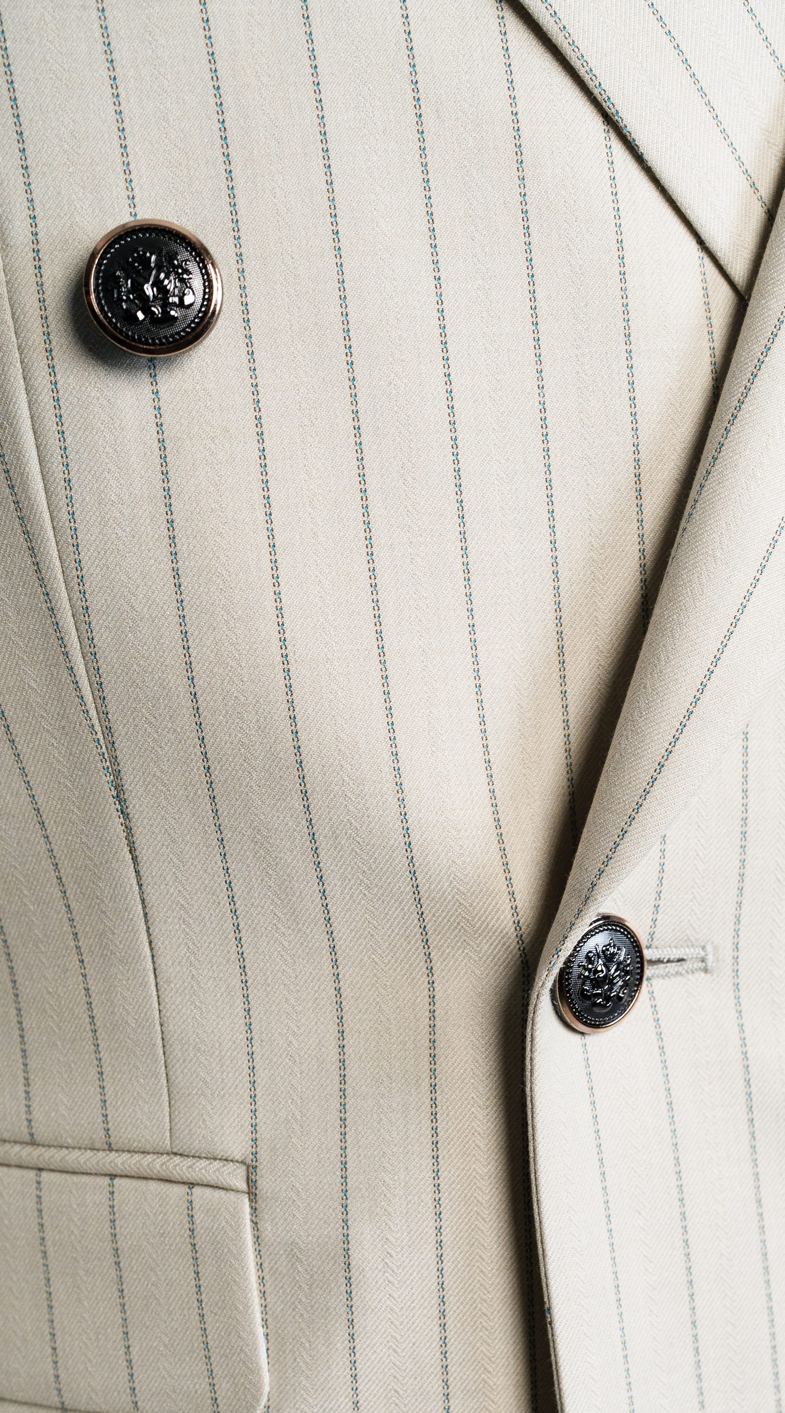 Ivory Pinstripe Double-Breasted Suit