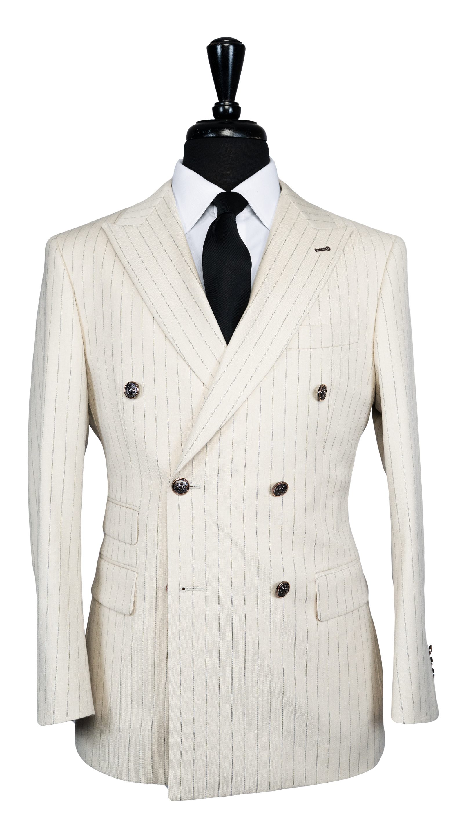 Ivory Pinstripe Double-Breasted Suit