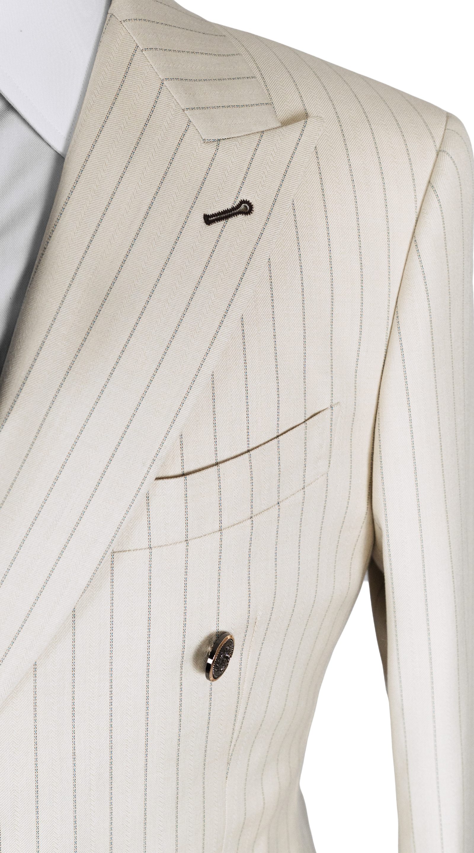 Ivory Pinstripe Double-Breasted Suit