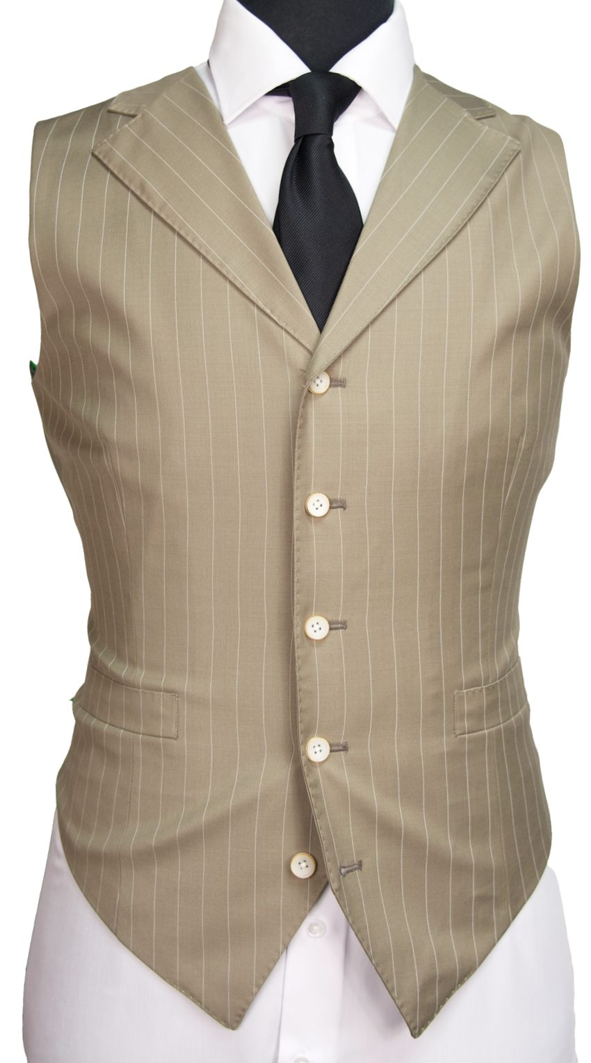 Beige Desert Stripe Wool Suit