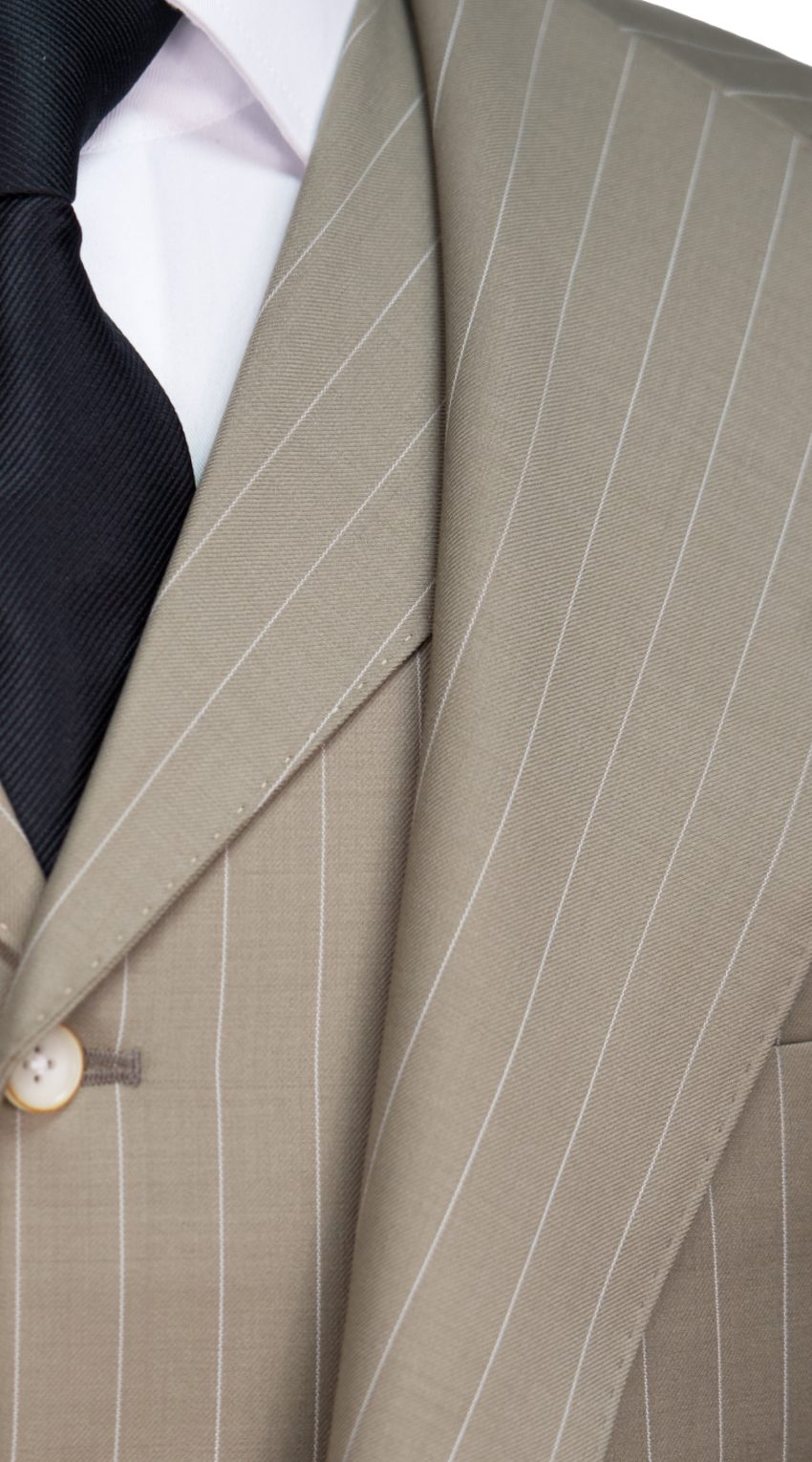 Beige Desert Stripe Wool Suit