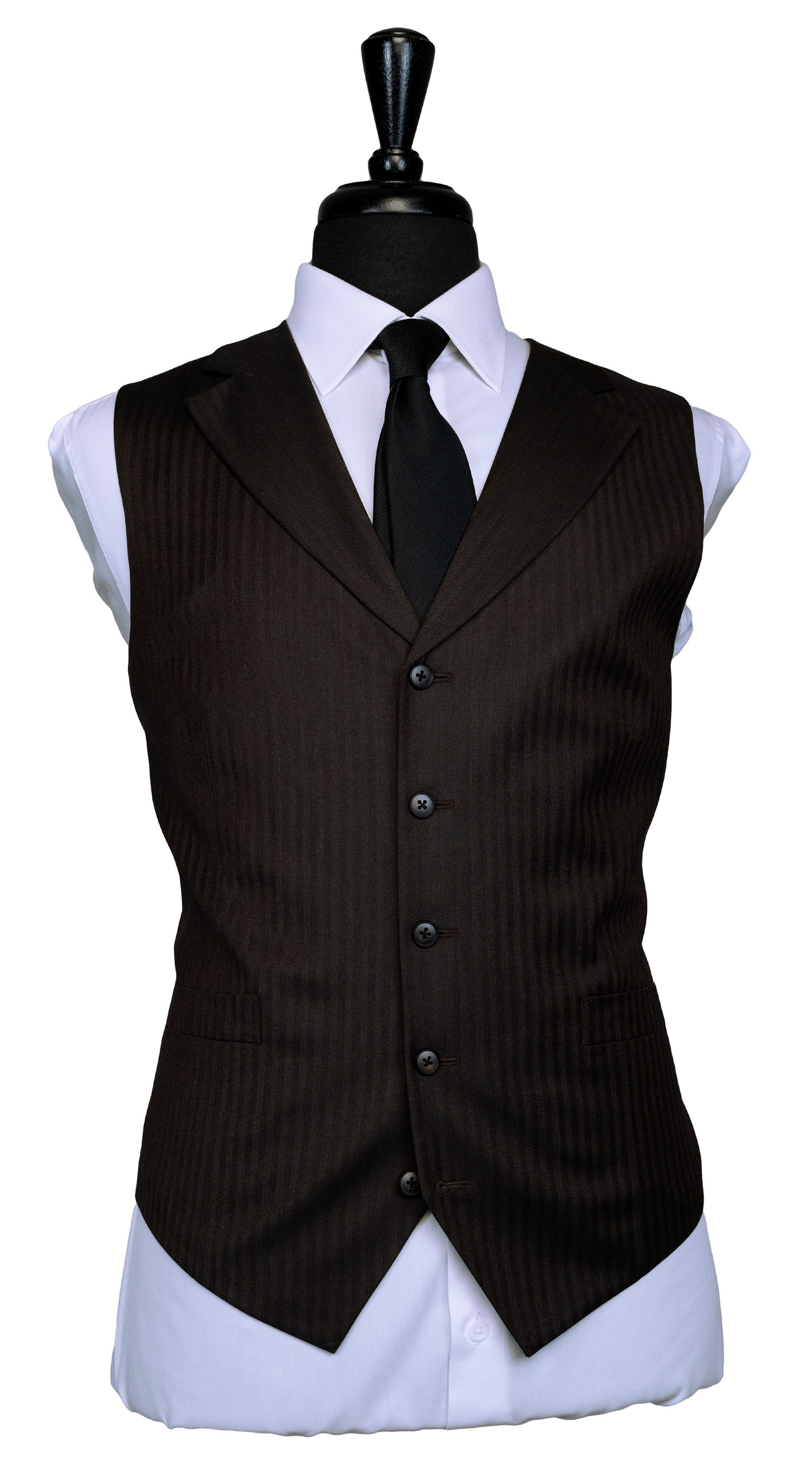 Espresso Herringbone Three-Piece Suit