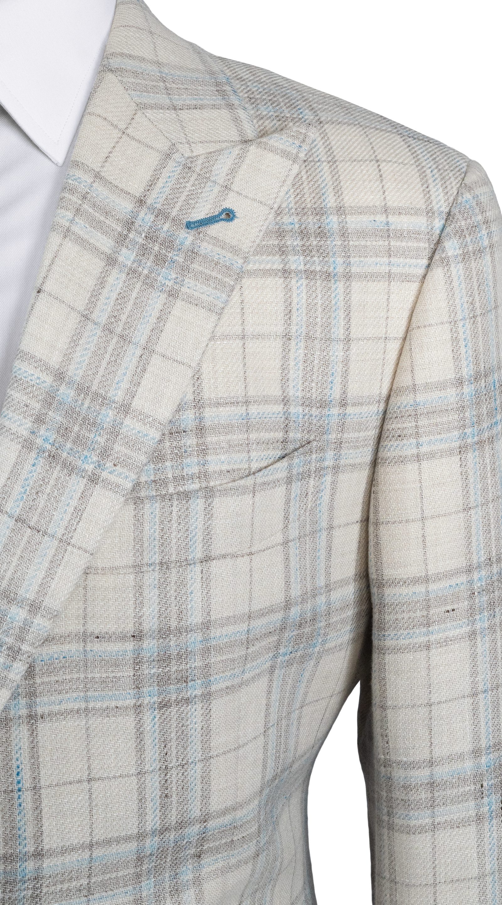 Beige Brown Plaid Suit