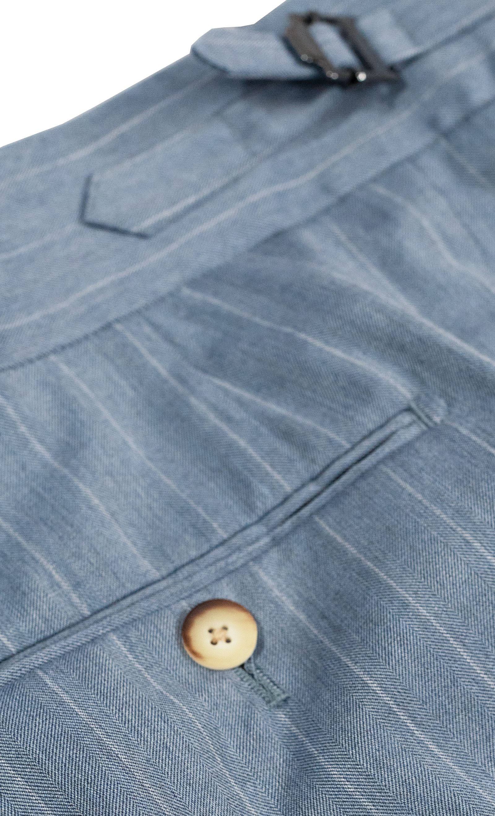 Complet Laine Rayures Bleu Poudré