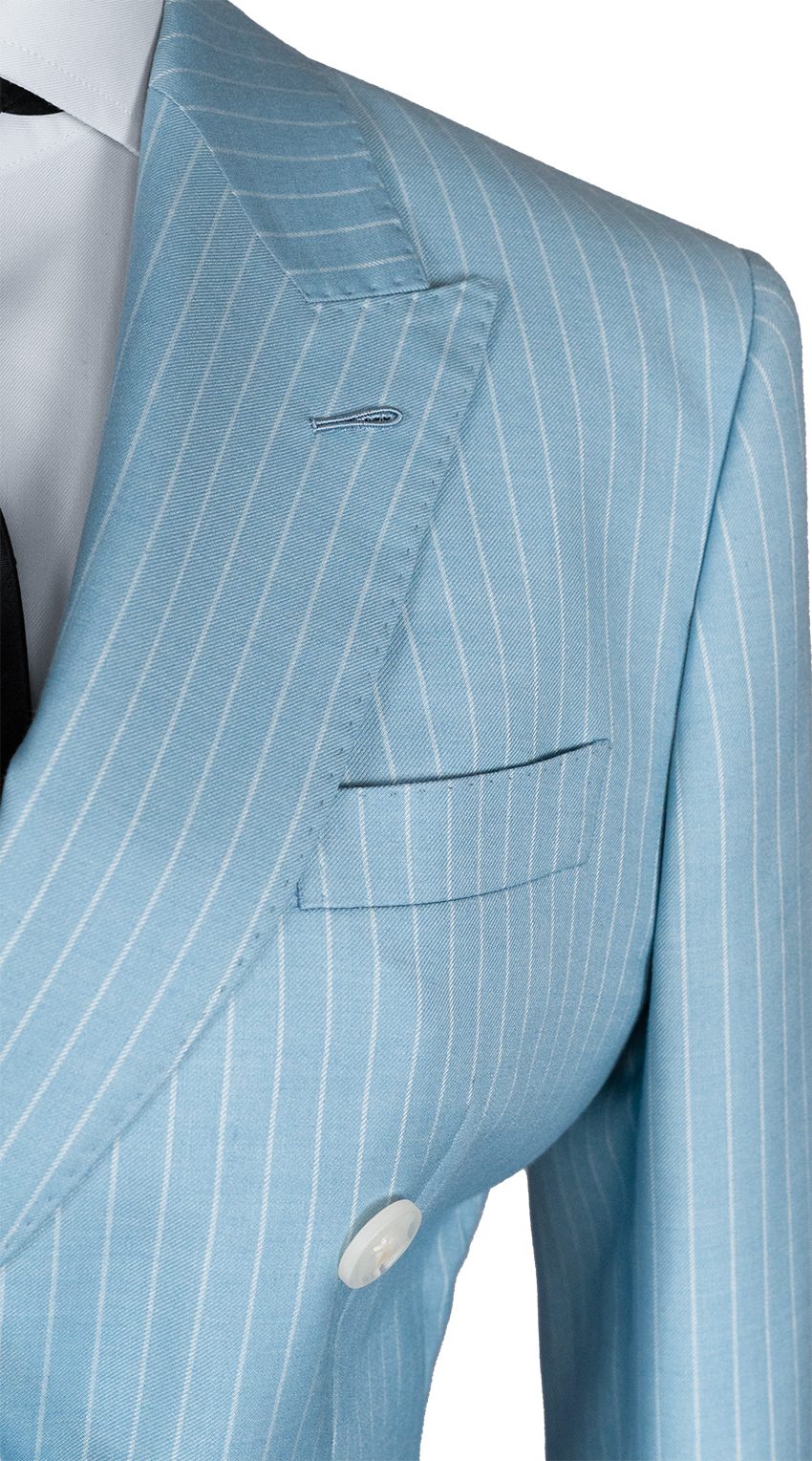 Complet Double Boutonnage Bleu Ciel Rayures