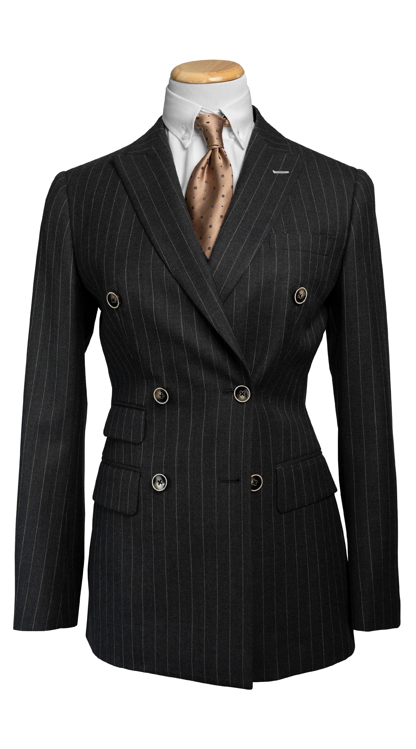 Complet Rayures Charcoal Double Boutonnage