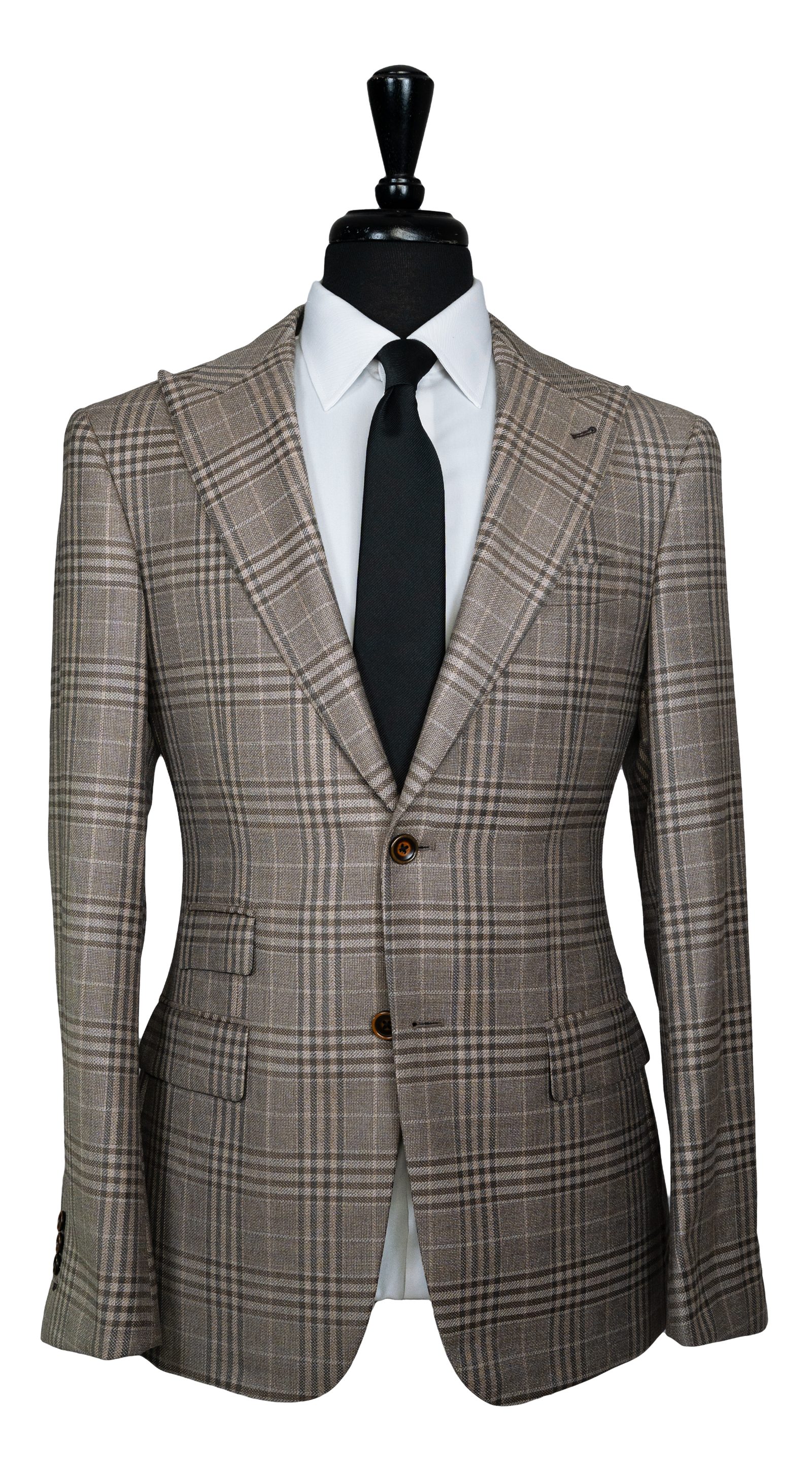 Taupe Brown Glen Plaid Wool Suit