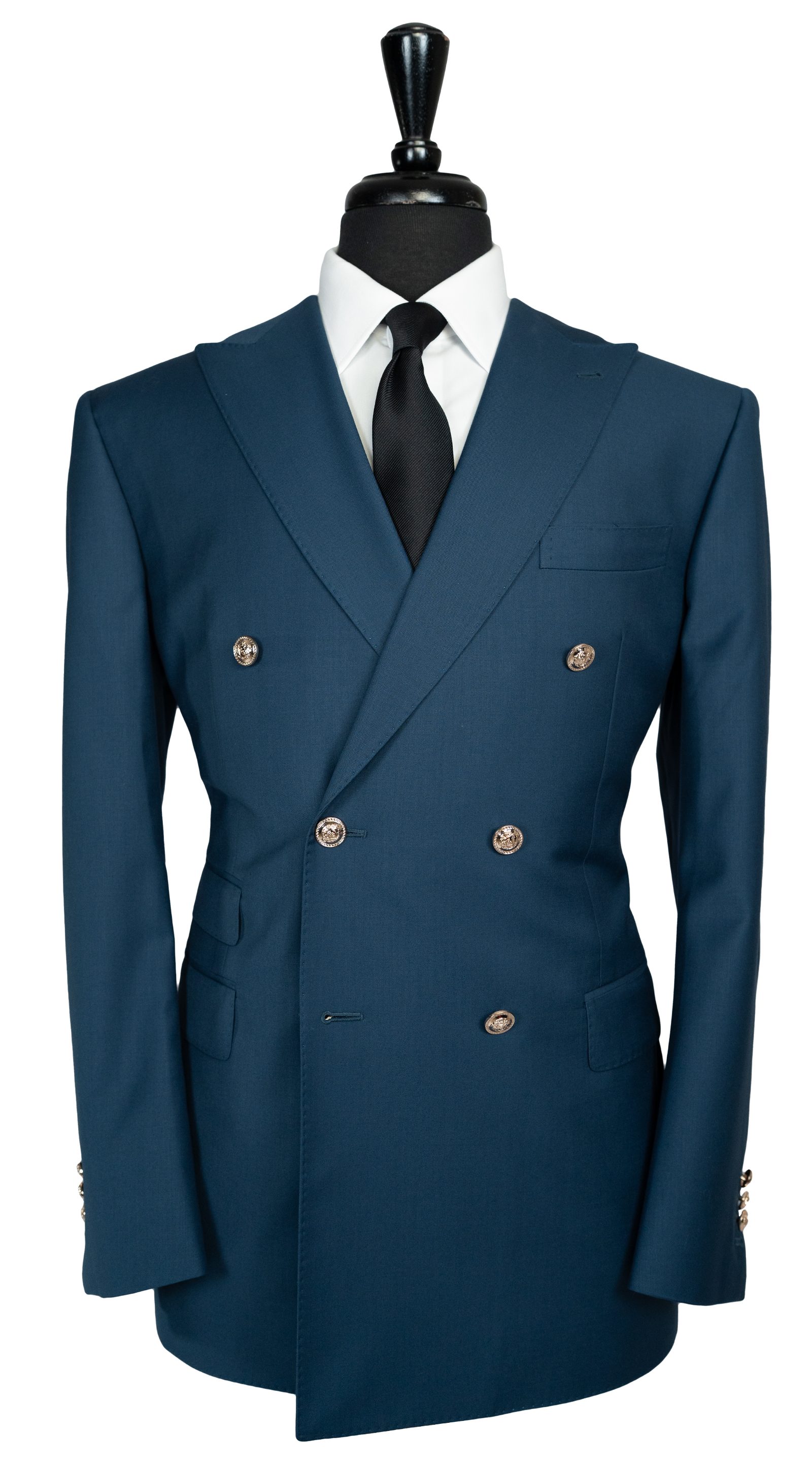 Teal Blue Double-Breasted Suit