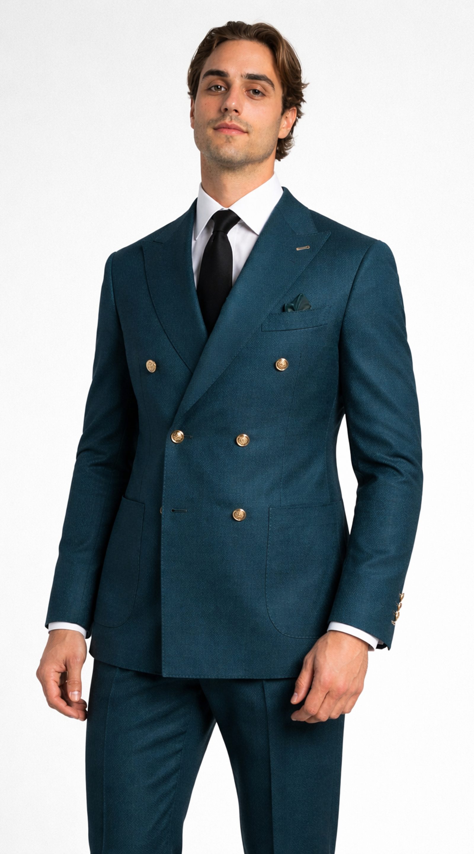 Teal Monarch Double-Breasted Suit