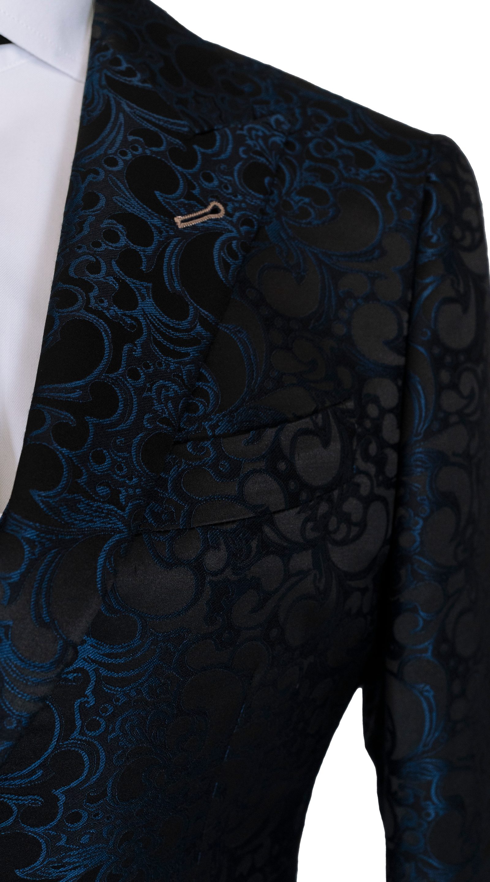 Midnight Blue Baroque Jacquard Suit