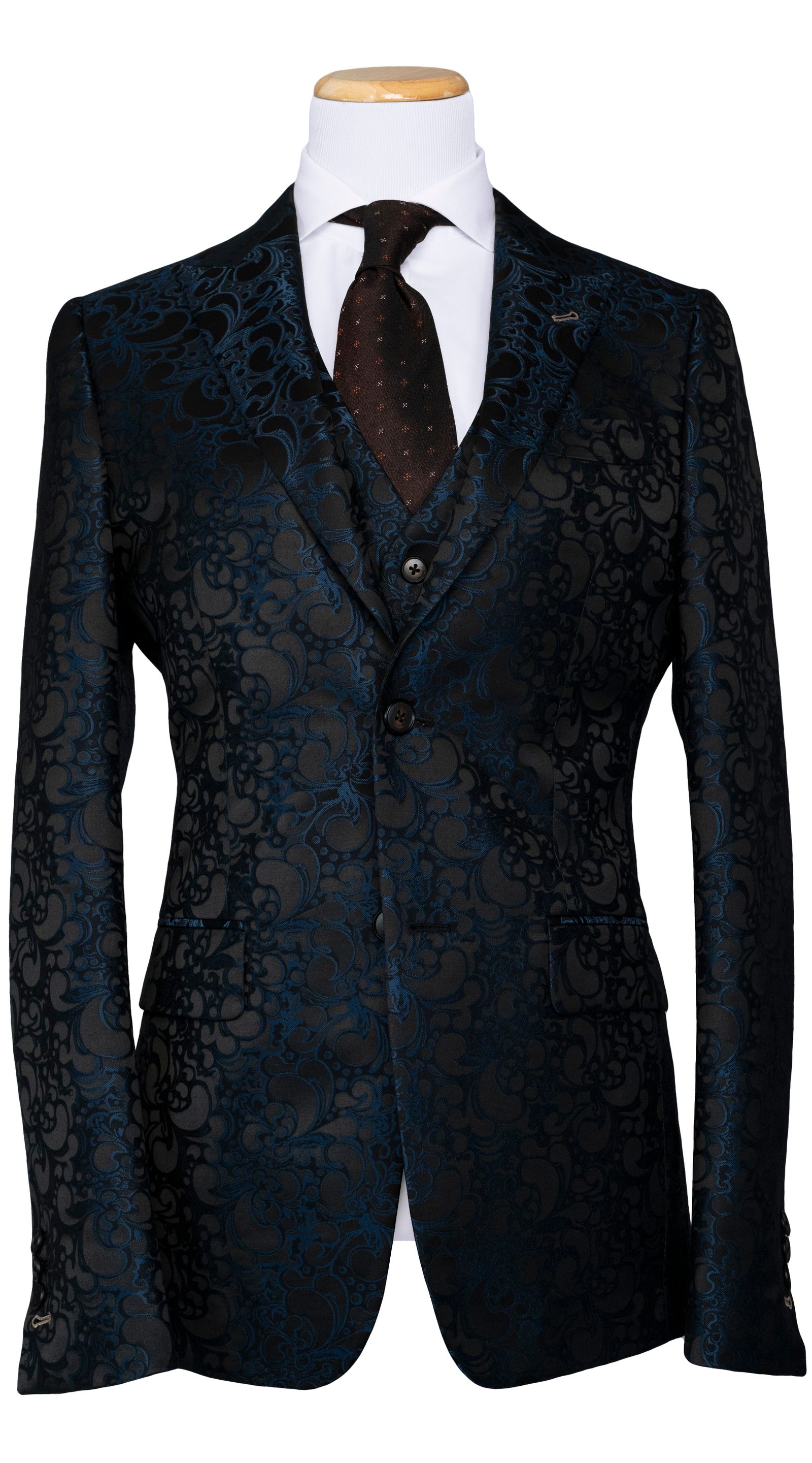 Midnight Blue Baroque Jacquard Suit