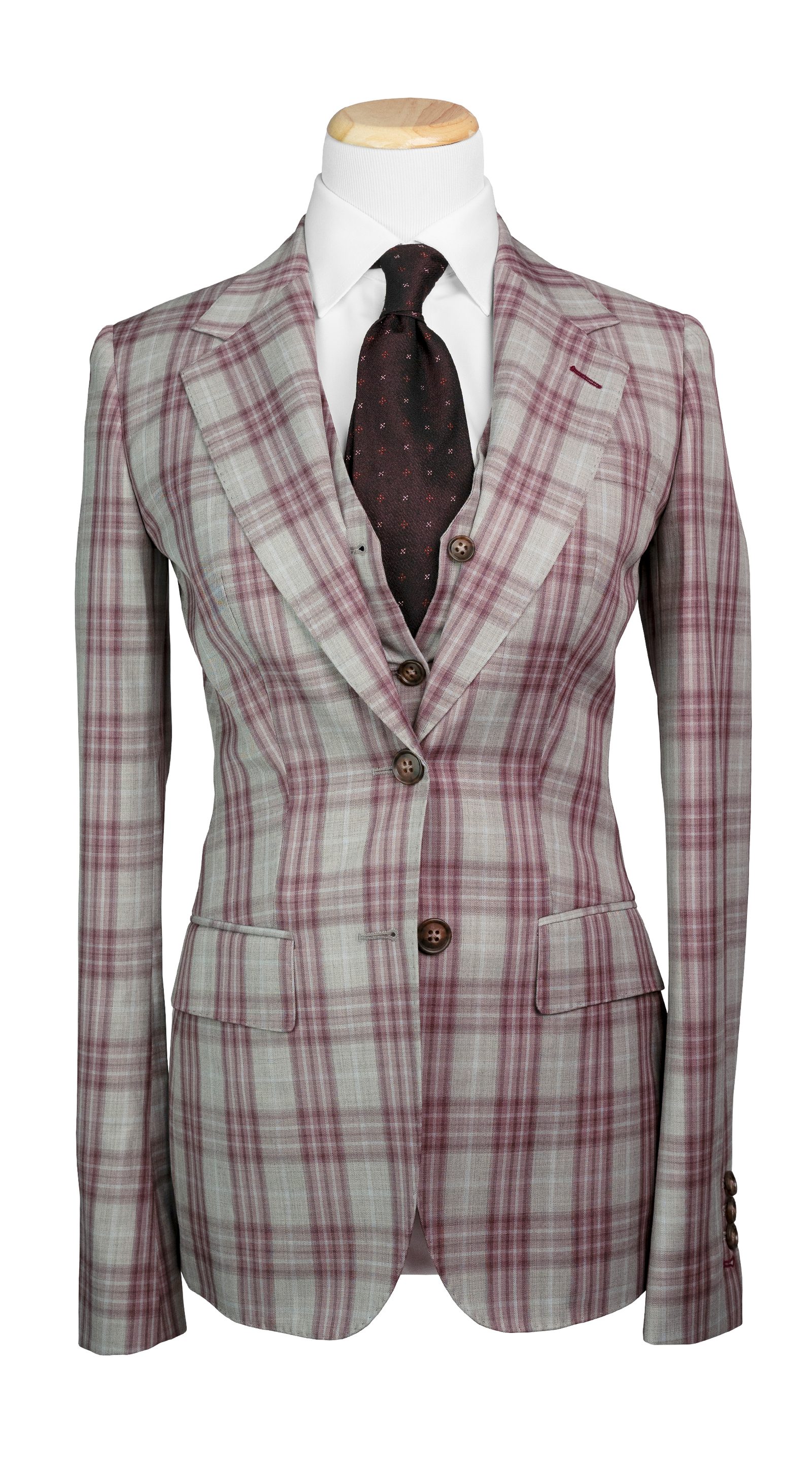 Burgundy Glen Plaid Wool Suit