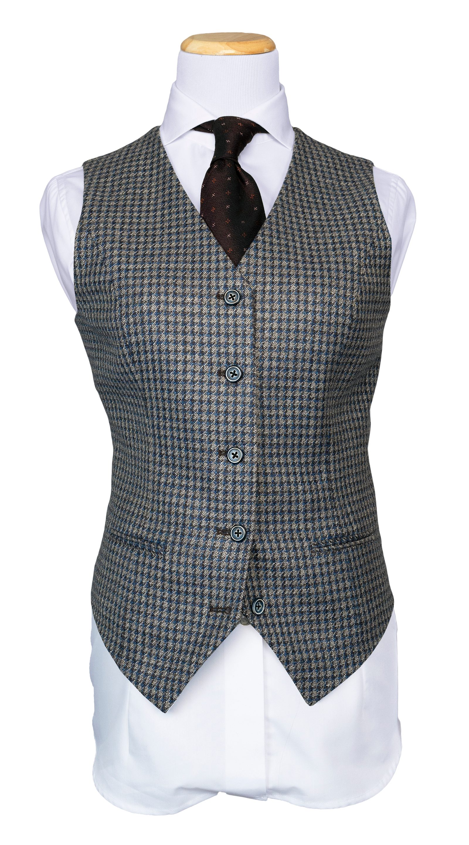 Complet Laine Pied-de-Poule Bleu-Gris
