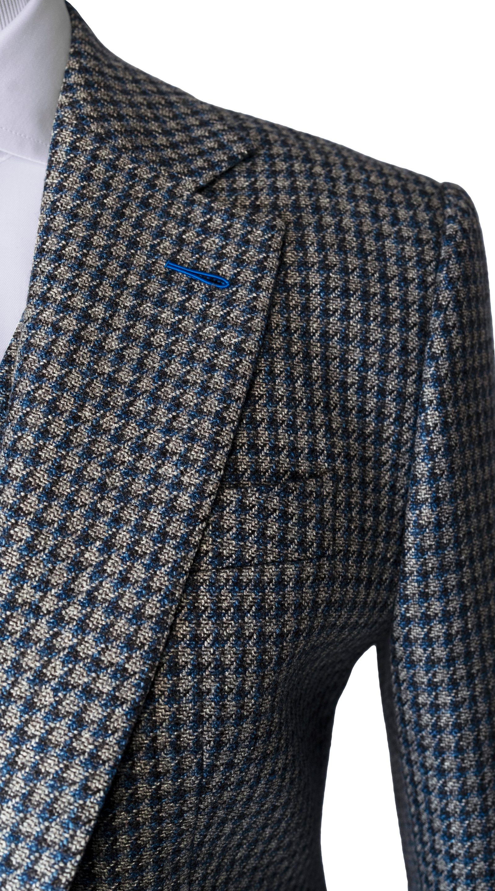 Complet Laine Pied-de-Poule Bleu-Gris