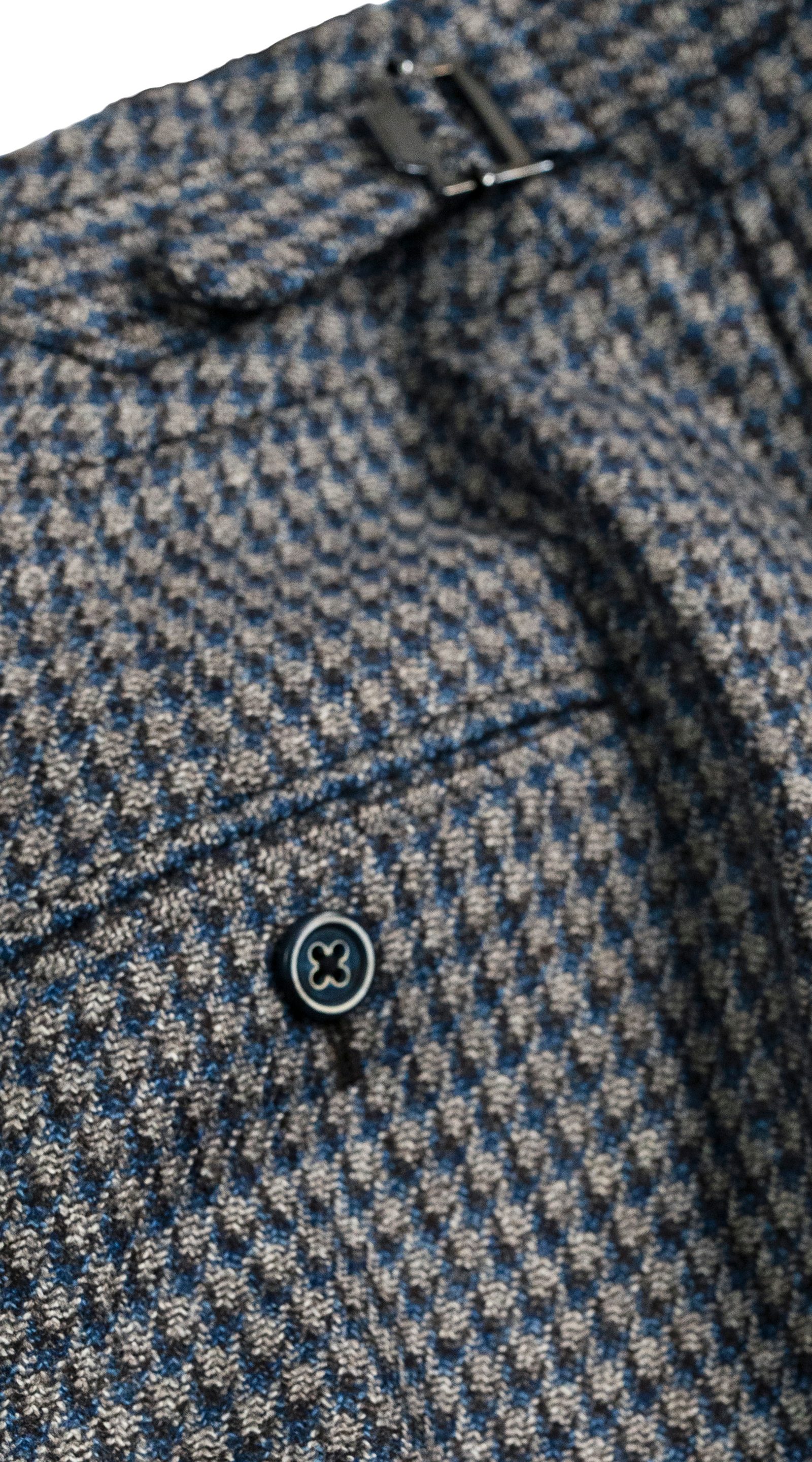 Complet Laine Pied-de-Poule Bleu-Gris
