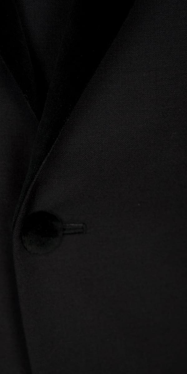 Classy Black Wool with Velvet Lapel Tuxedo