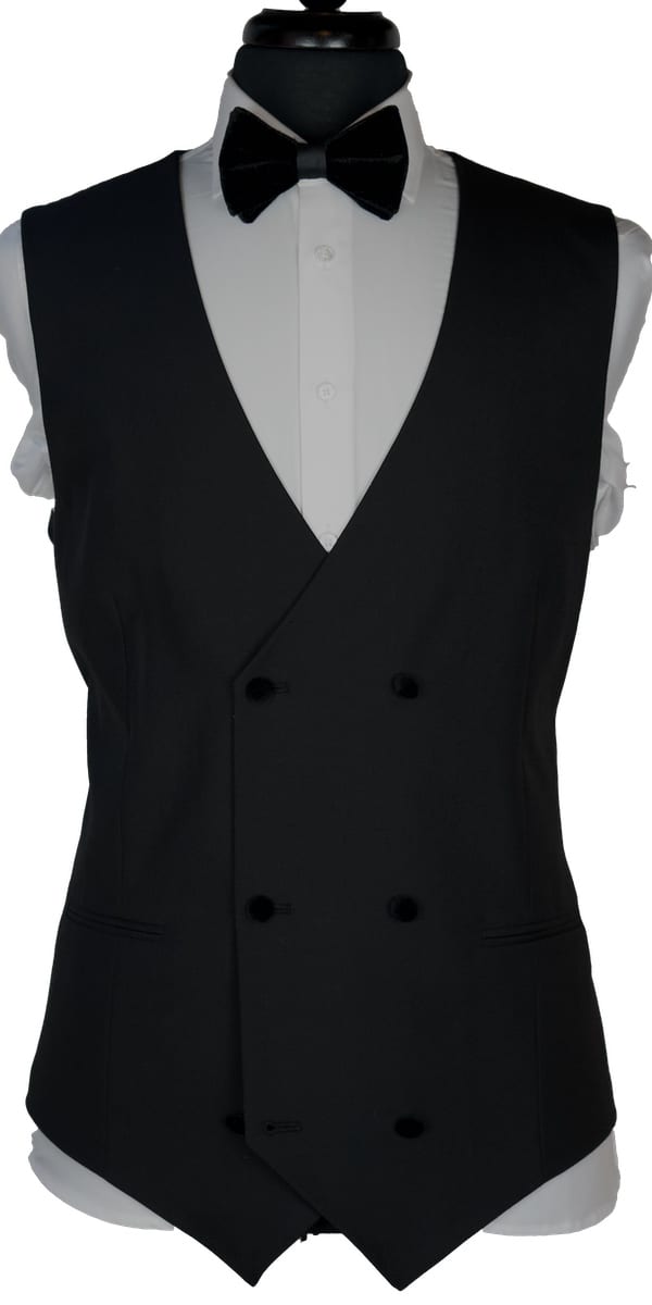 Classy Black Wool with Velvet Lapel Tuxedo