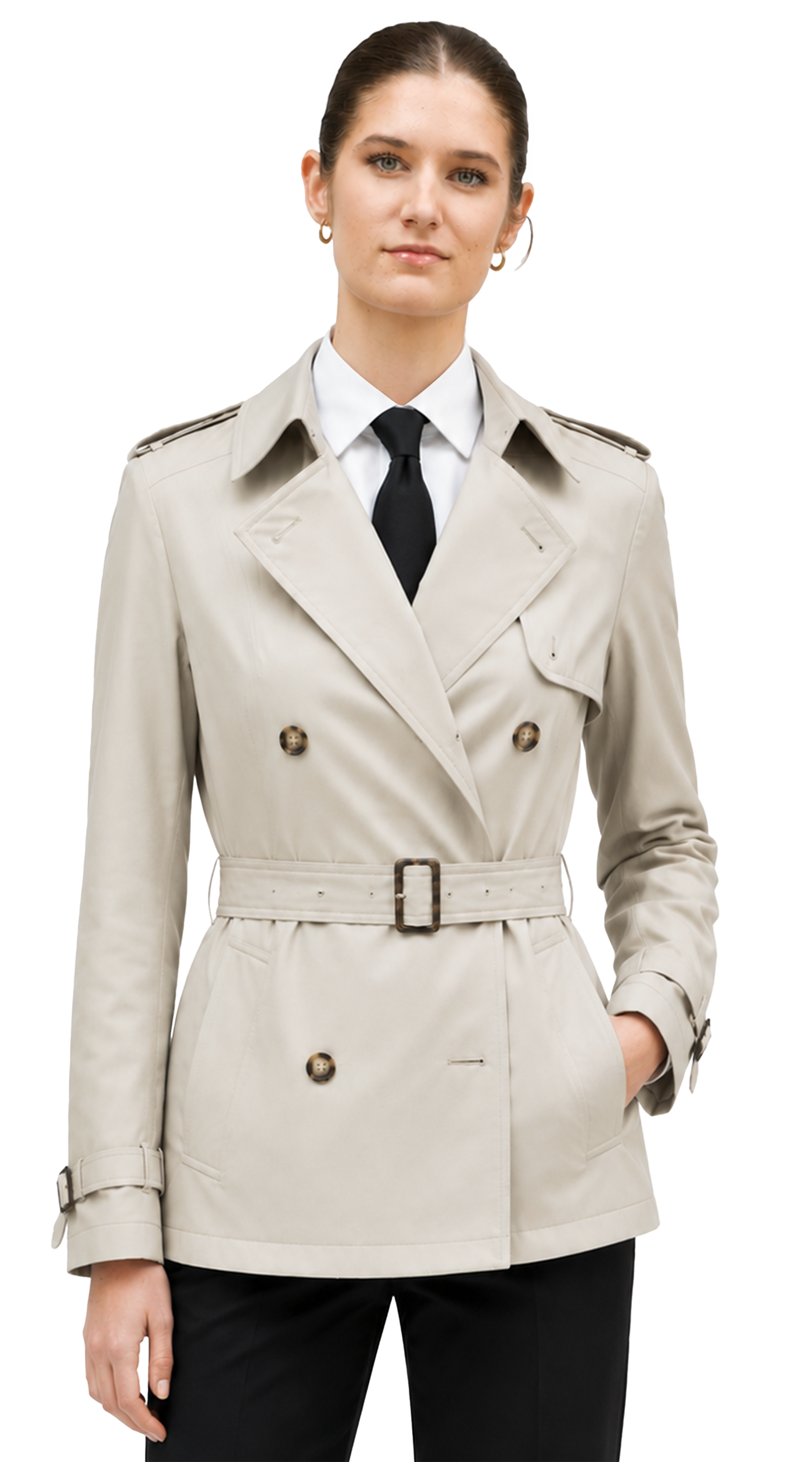 Beige Finch Short Trench Coat 