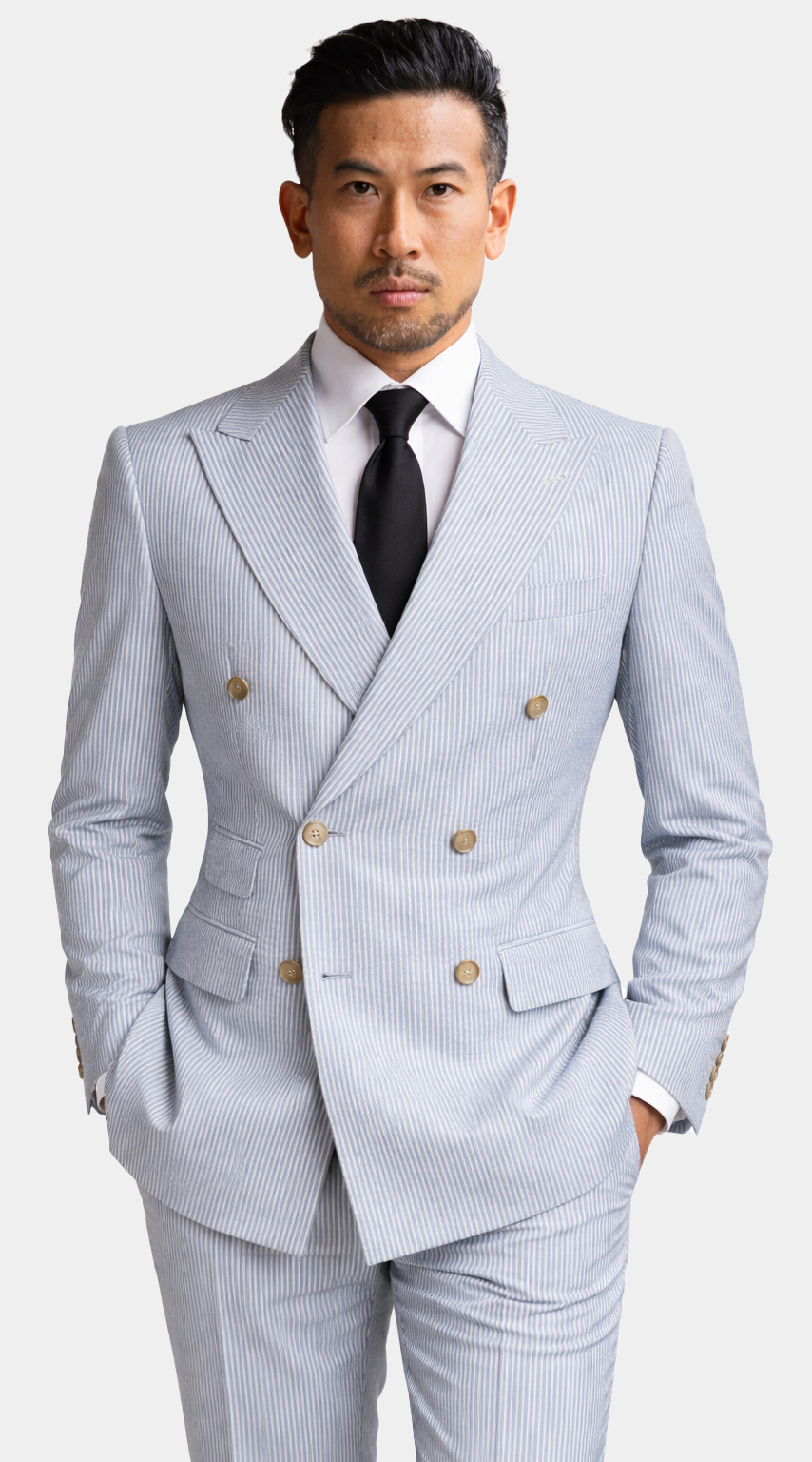 Blue Striped Seersucker Suit