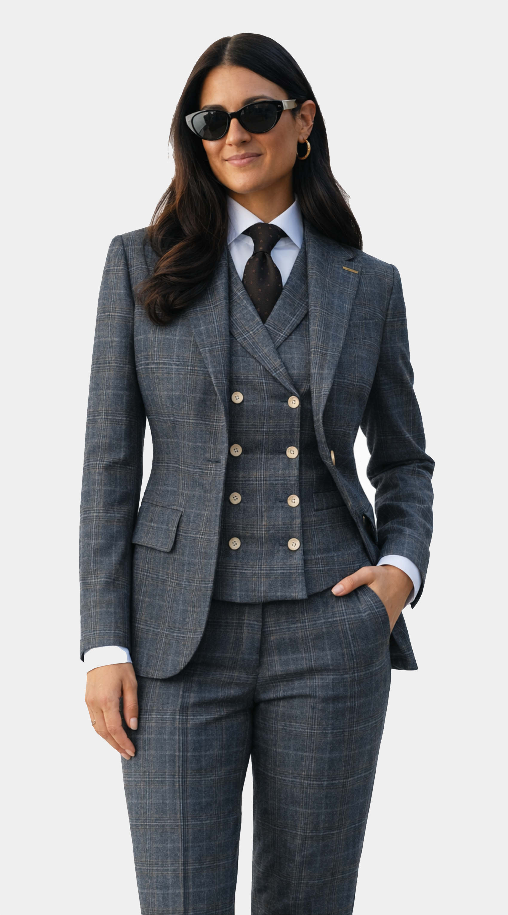 Blue Glen Check Double-Breasted Suit