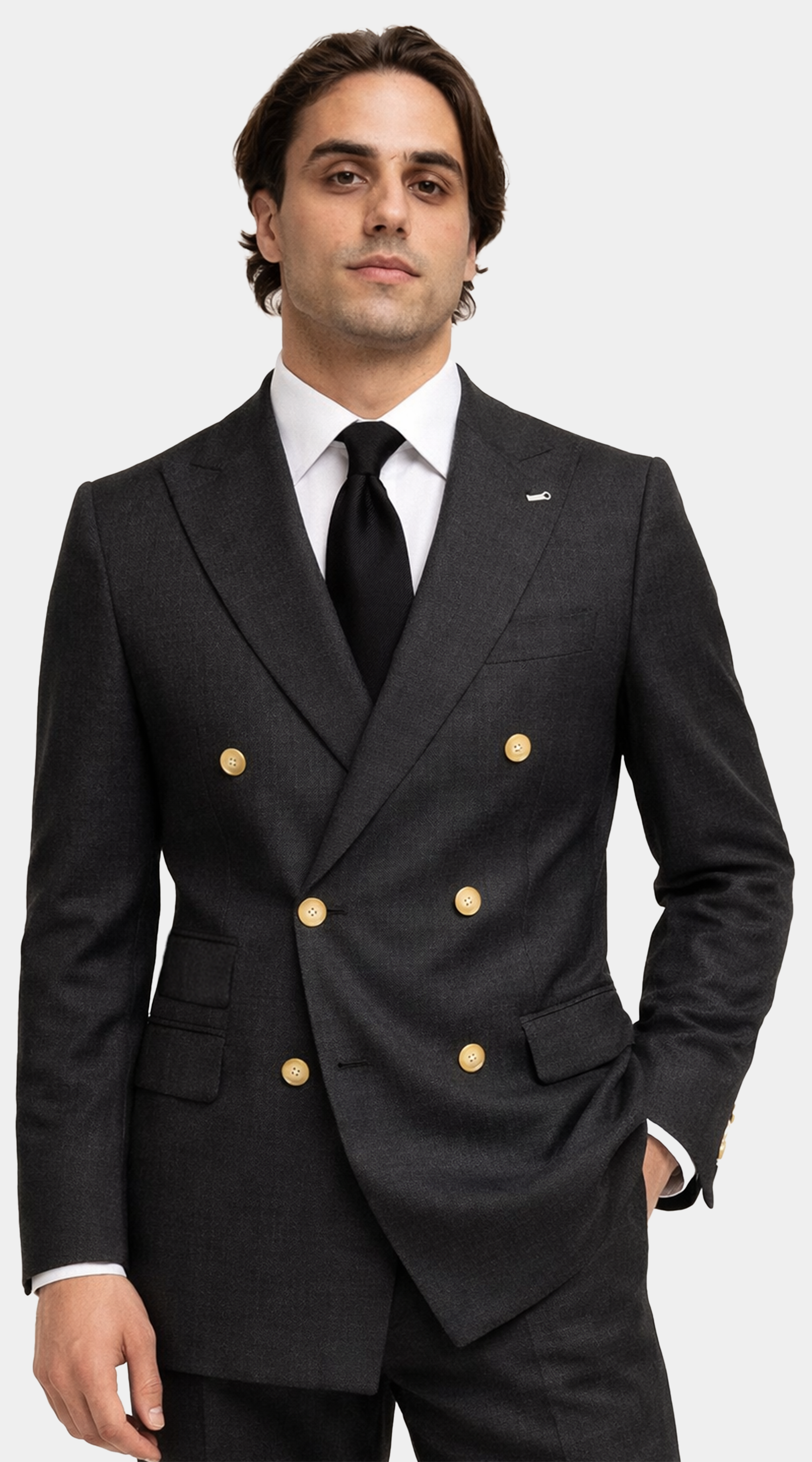 Charcoal Birdseye Double-Breasted Suit 