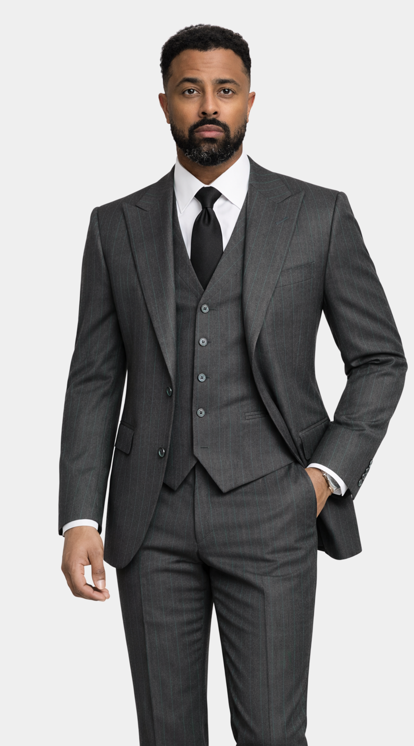 Charcoal Blue Pinstripe Suit