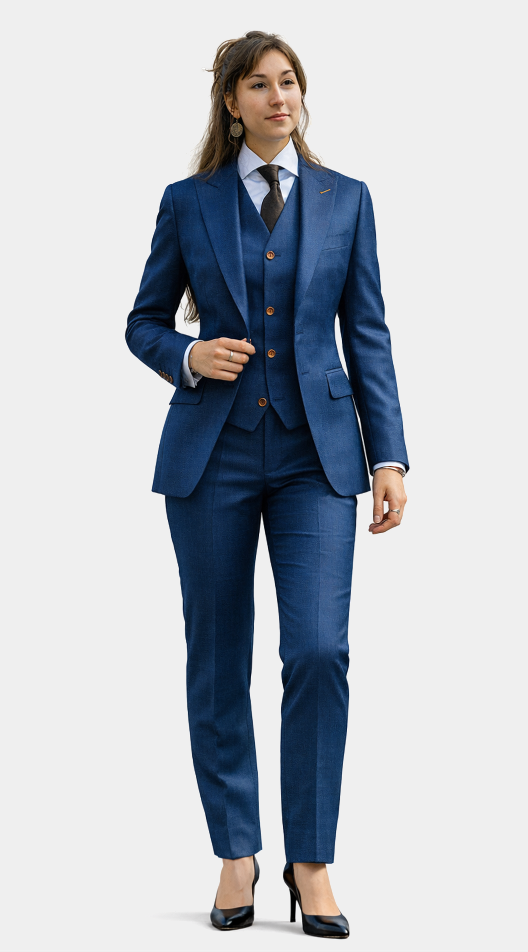 Complet en Laine Birdseye Bleu Cobalt