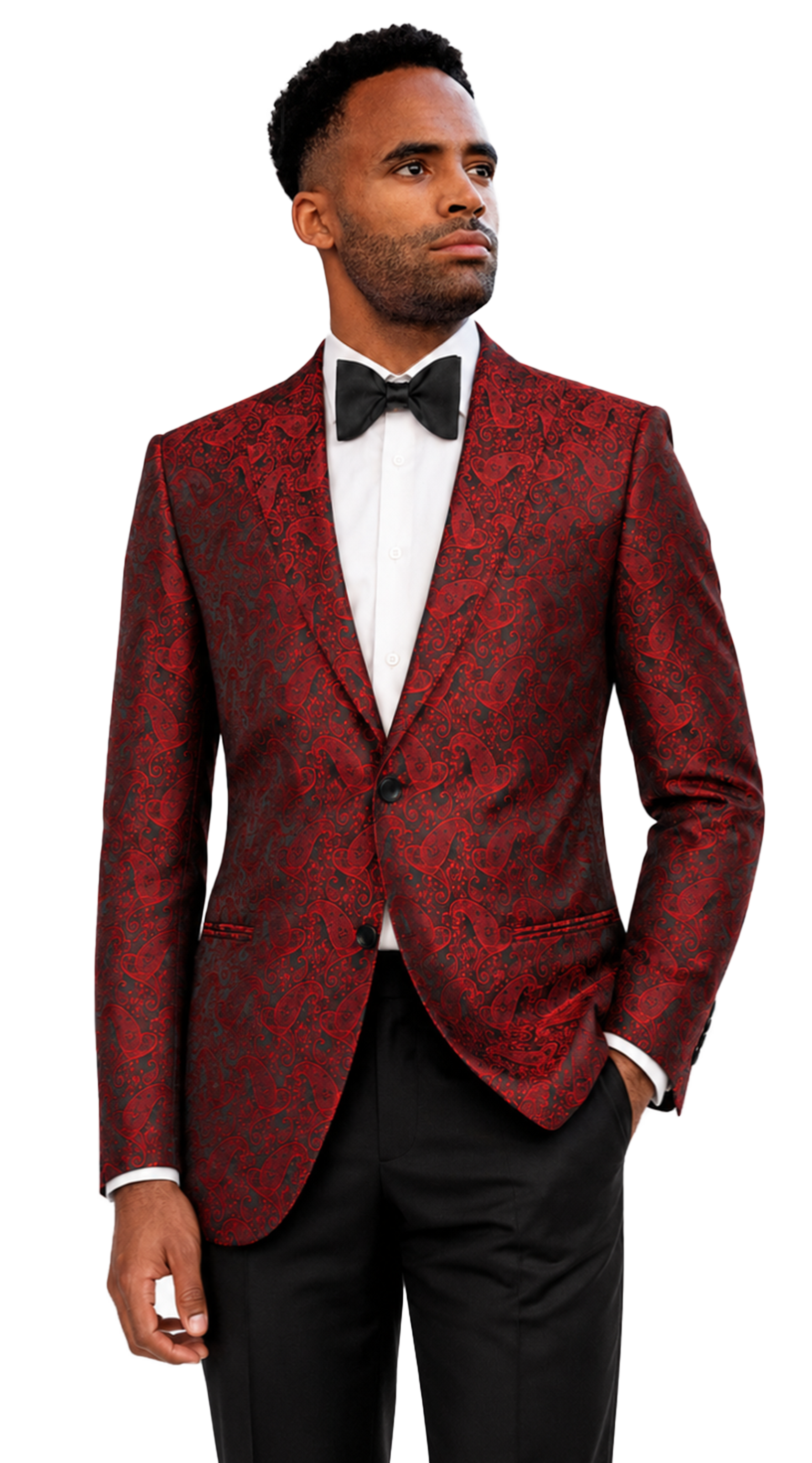 Crimson Paisley Jacquard Tuxedo