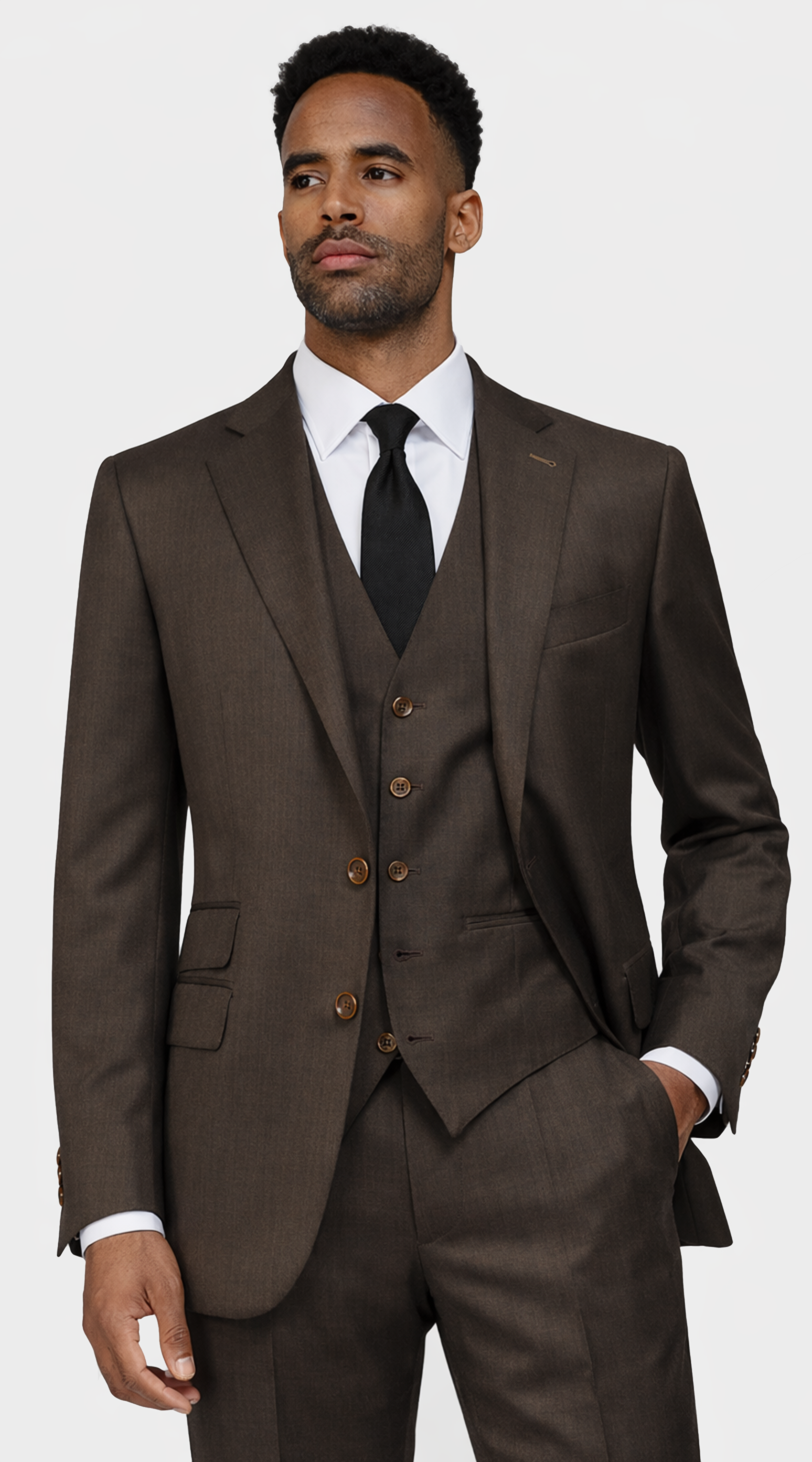 Dark Walnut Brown Wool Suit