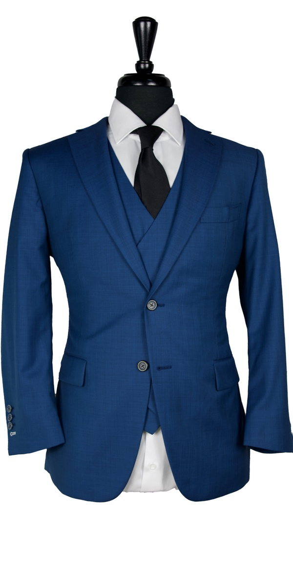 Complet Laine Sharkskin Bleu