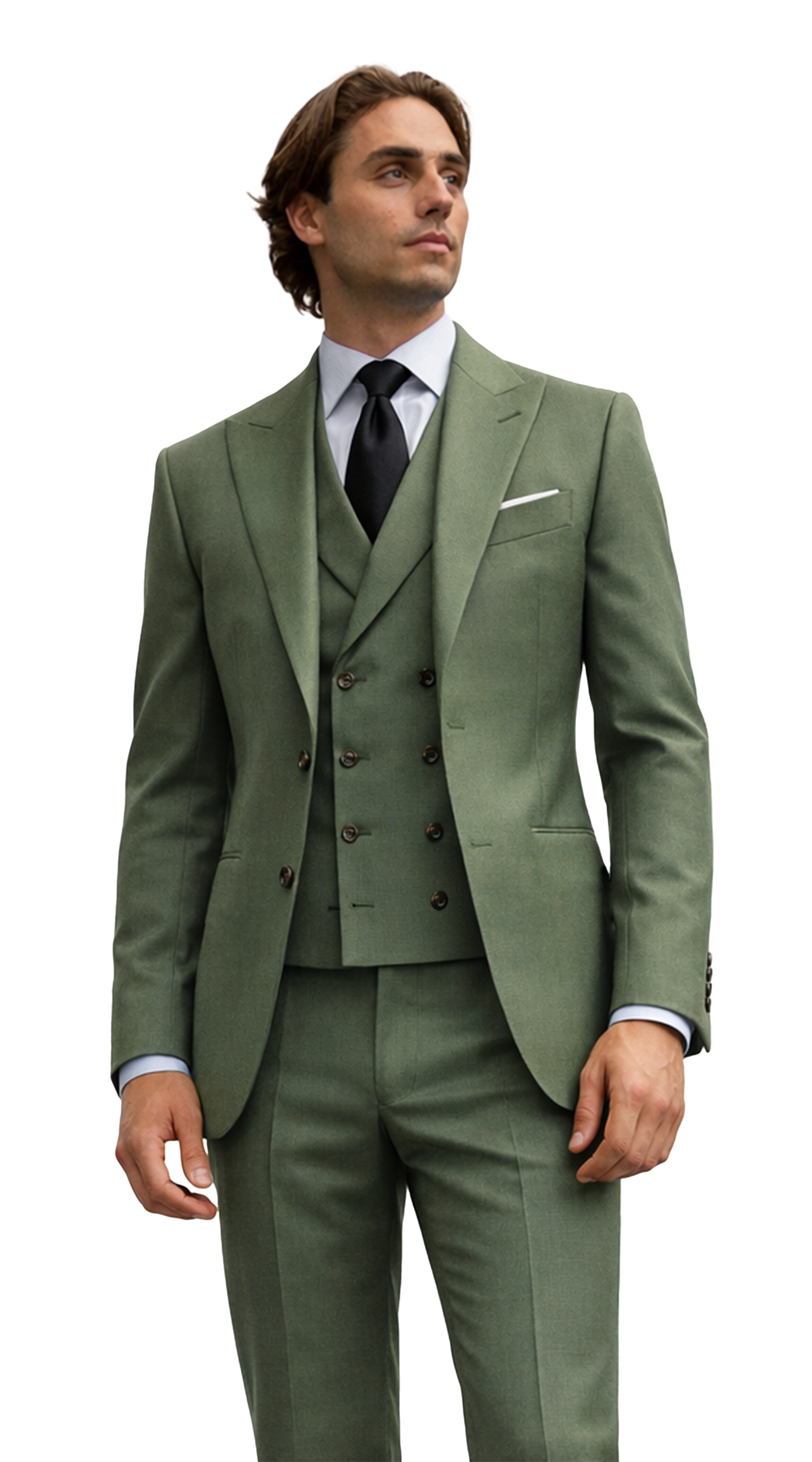 Complet Trois Pièces Vert Sauge