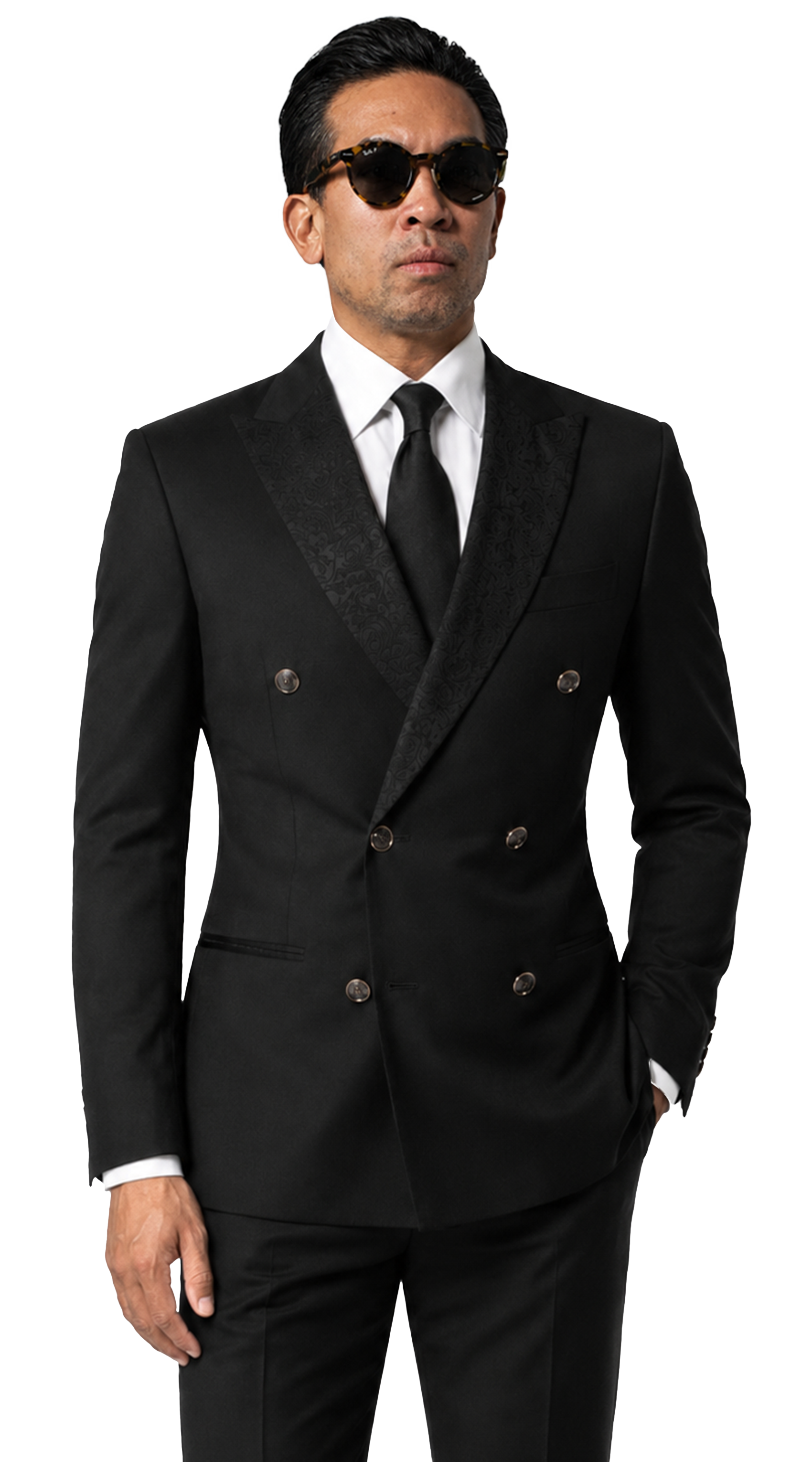Complet Croisé Paisley Noir