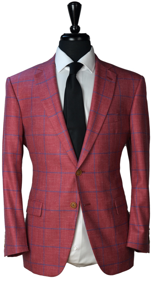 Watermelon Windowpane Wool Mix Suit